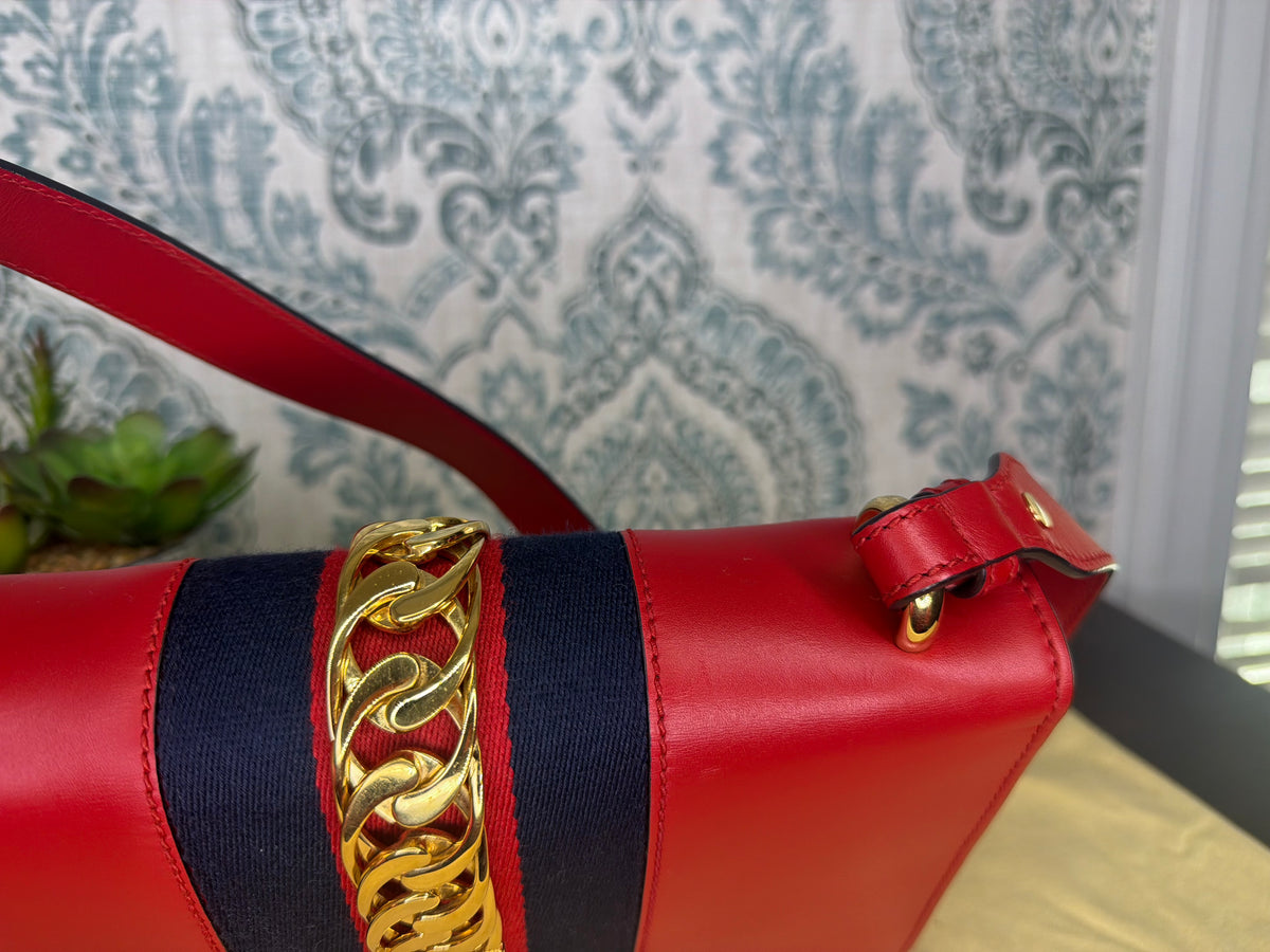 Gucci Sylvie Red Sherry Line Shoulder Bag