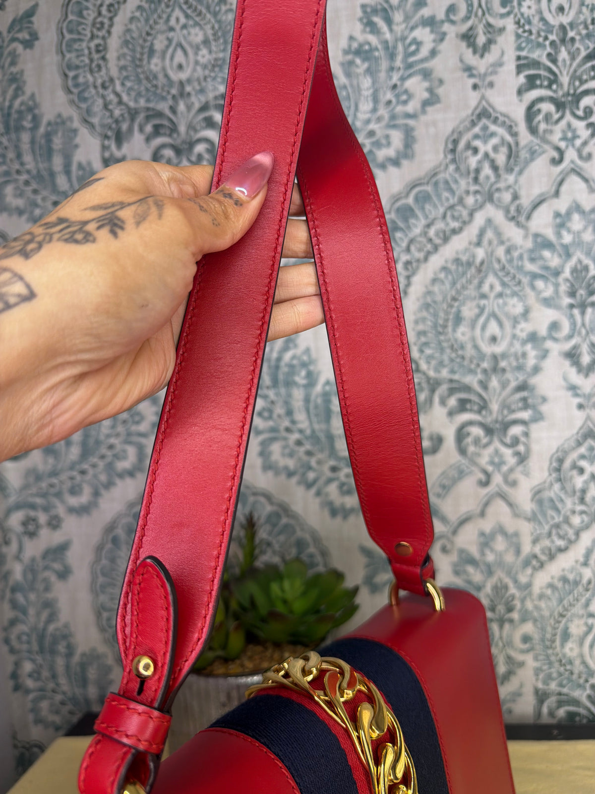 Gucci Sylvie Red Sherry Line Shoulder Bag