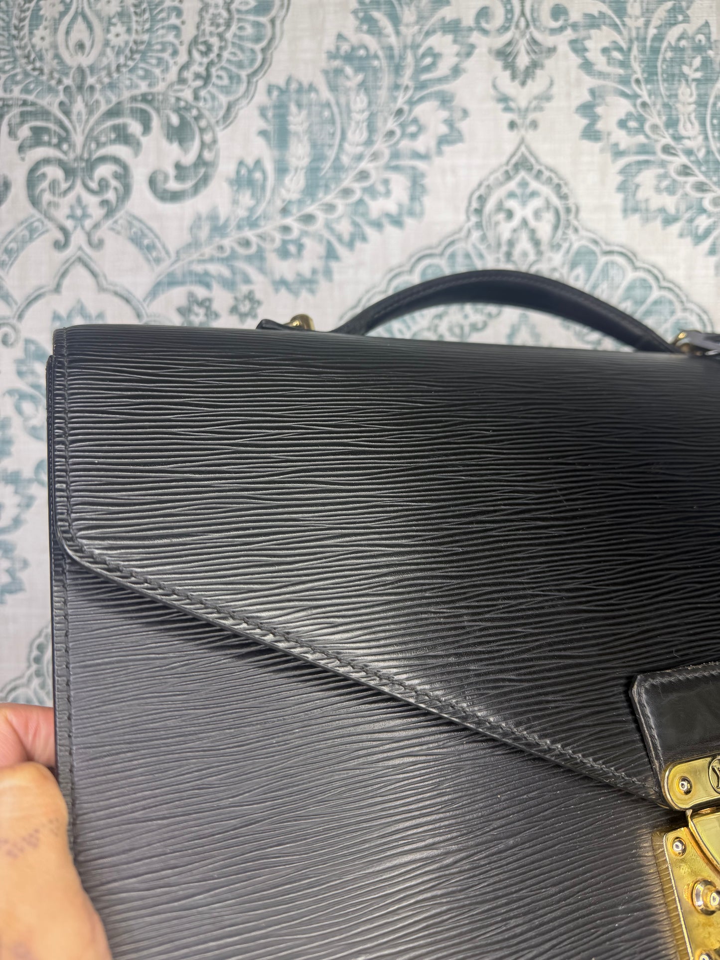 Louis Vuitton Black Epi Porte Documents Bandouliere Briefcase