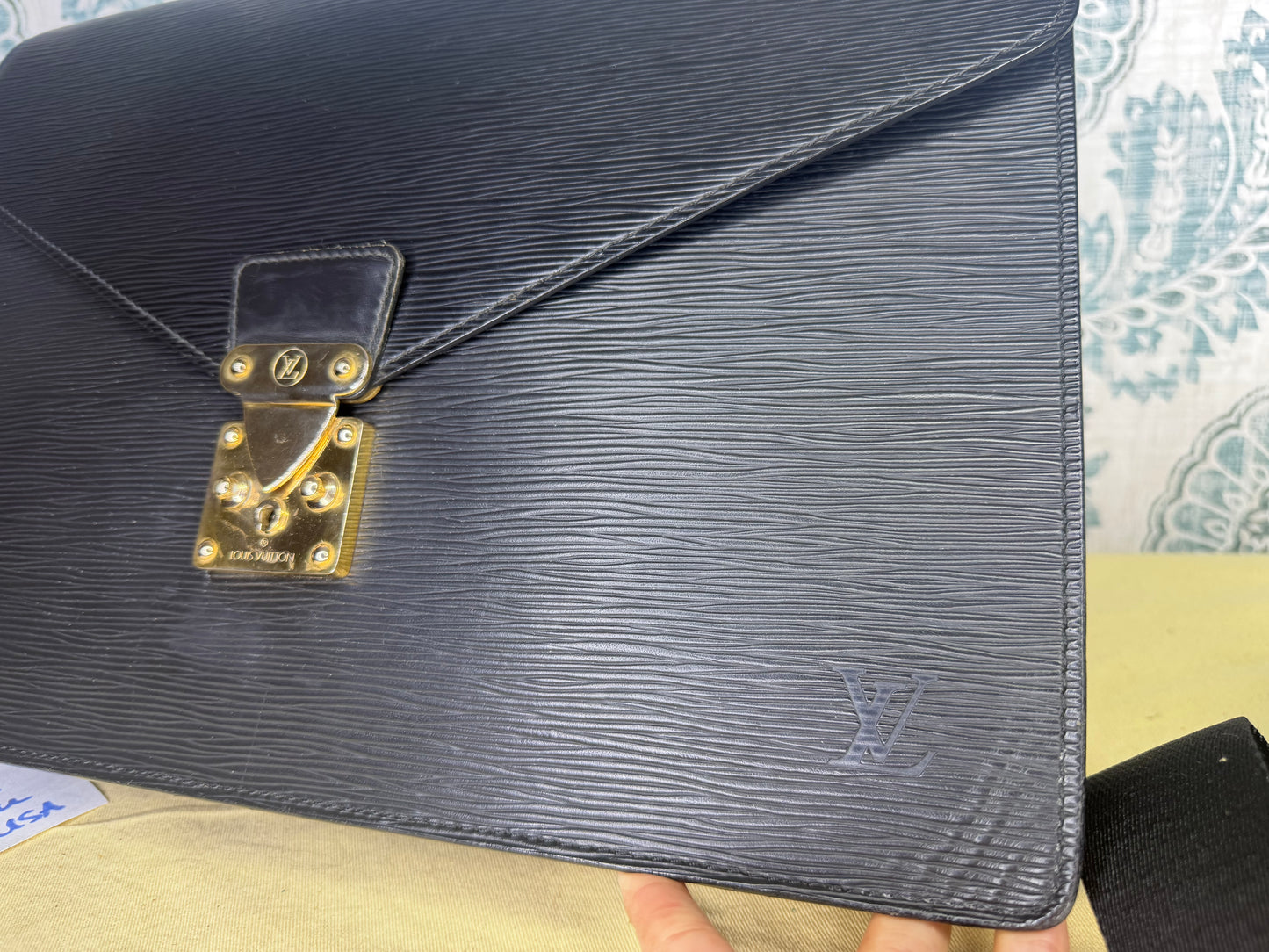 Louis Vuitton Black Epi Porte Documents Bandouliere Briefcase