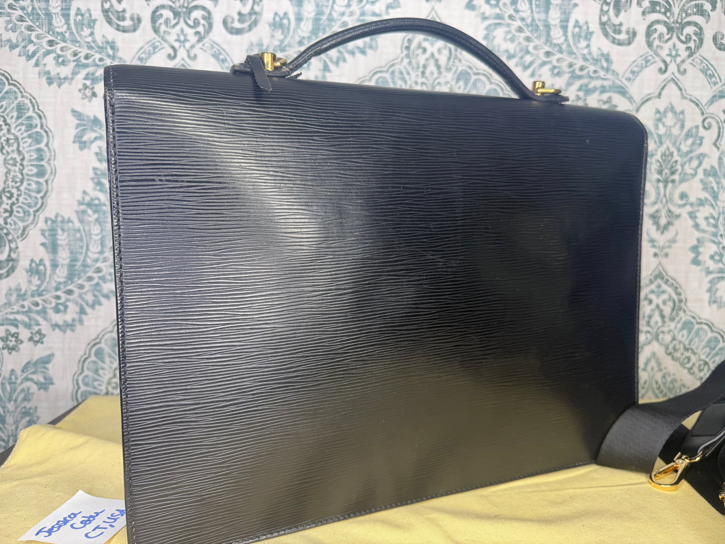 Louis Vuitton Black Epi Porte Documents Bandouliere Briefcase