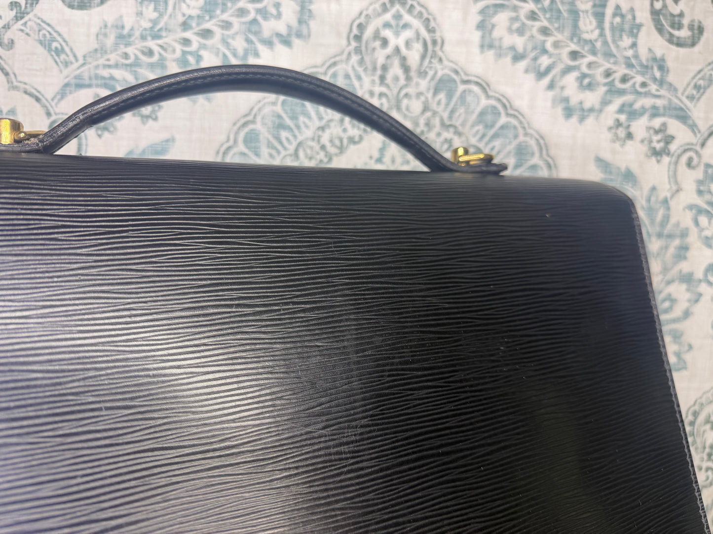 Louis Vuitton Black Epi Porte Documents Bandouliere Briefcase