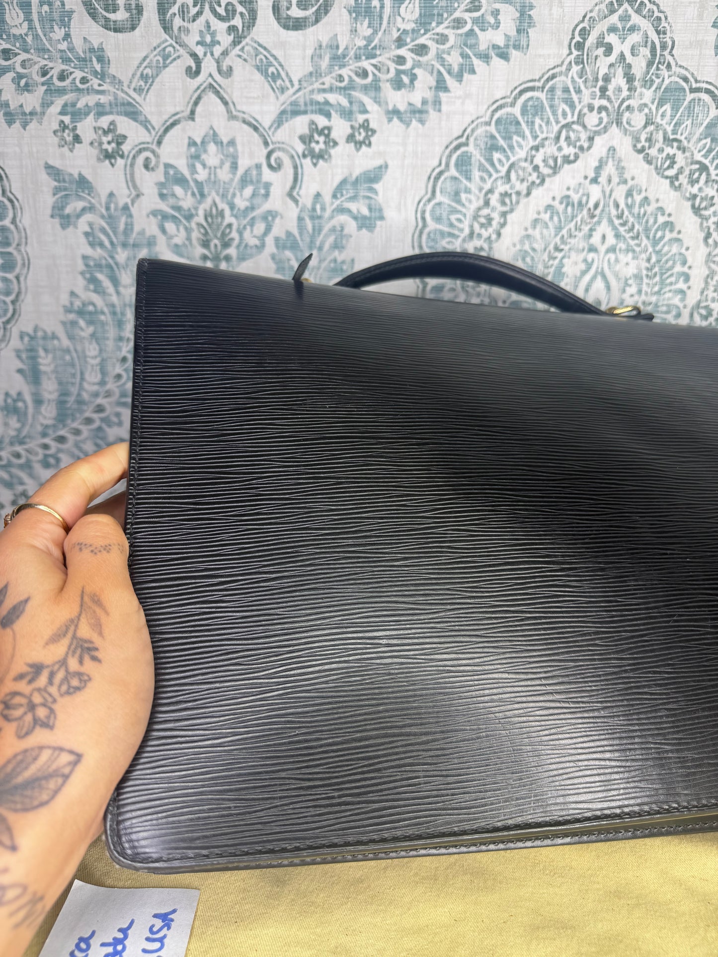 Louis Vuitton Black Epi Porte Documents Bandouliere Briefcase
