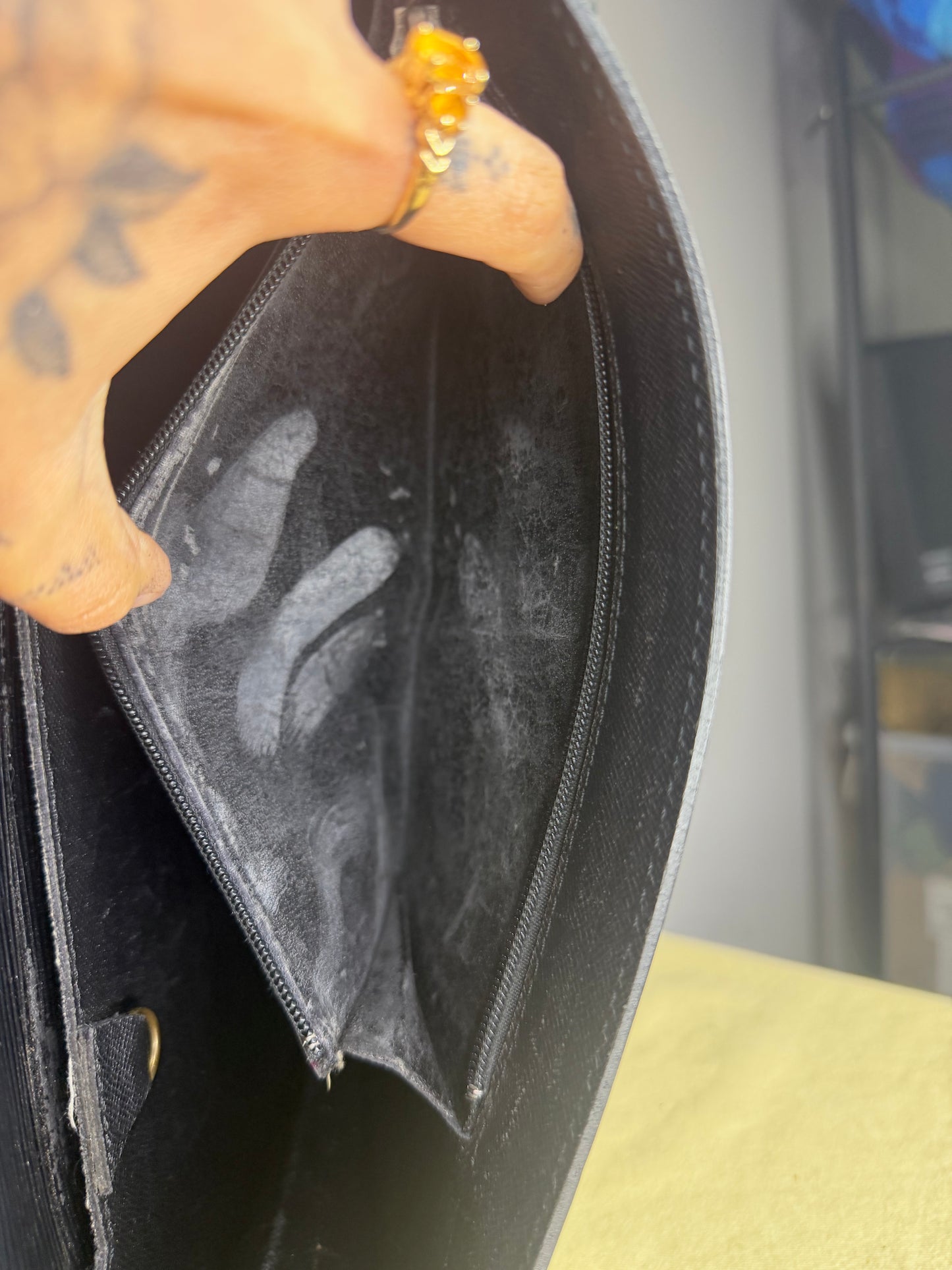 Louis Vuitton Black Epi Porte Documents Bandouliere Briefcase