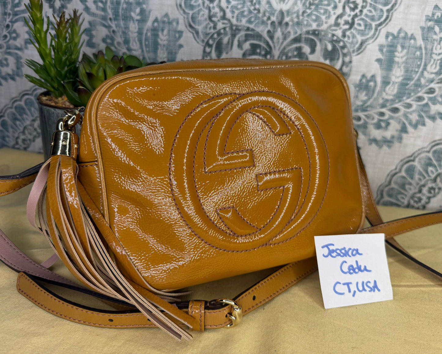 Gucci Tan Soho Disco Patent Leather Crossbody