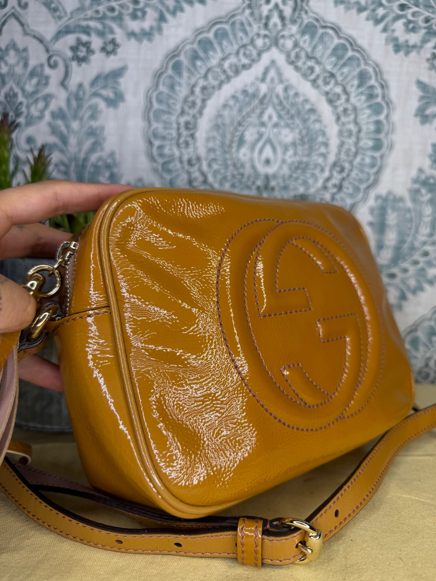 Gucci Tan Soho Disco Patent Leather Crossbody