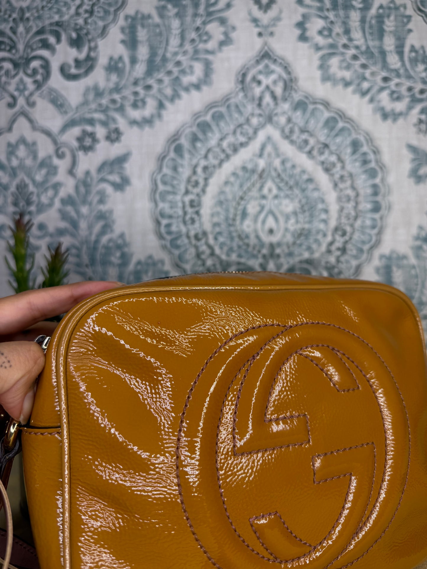 Gucci Tan Soho Disco Patent Leather Crossbody