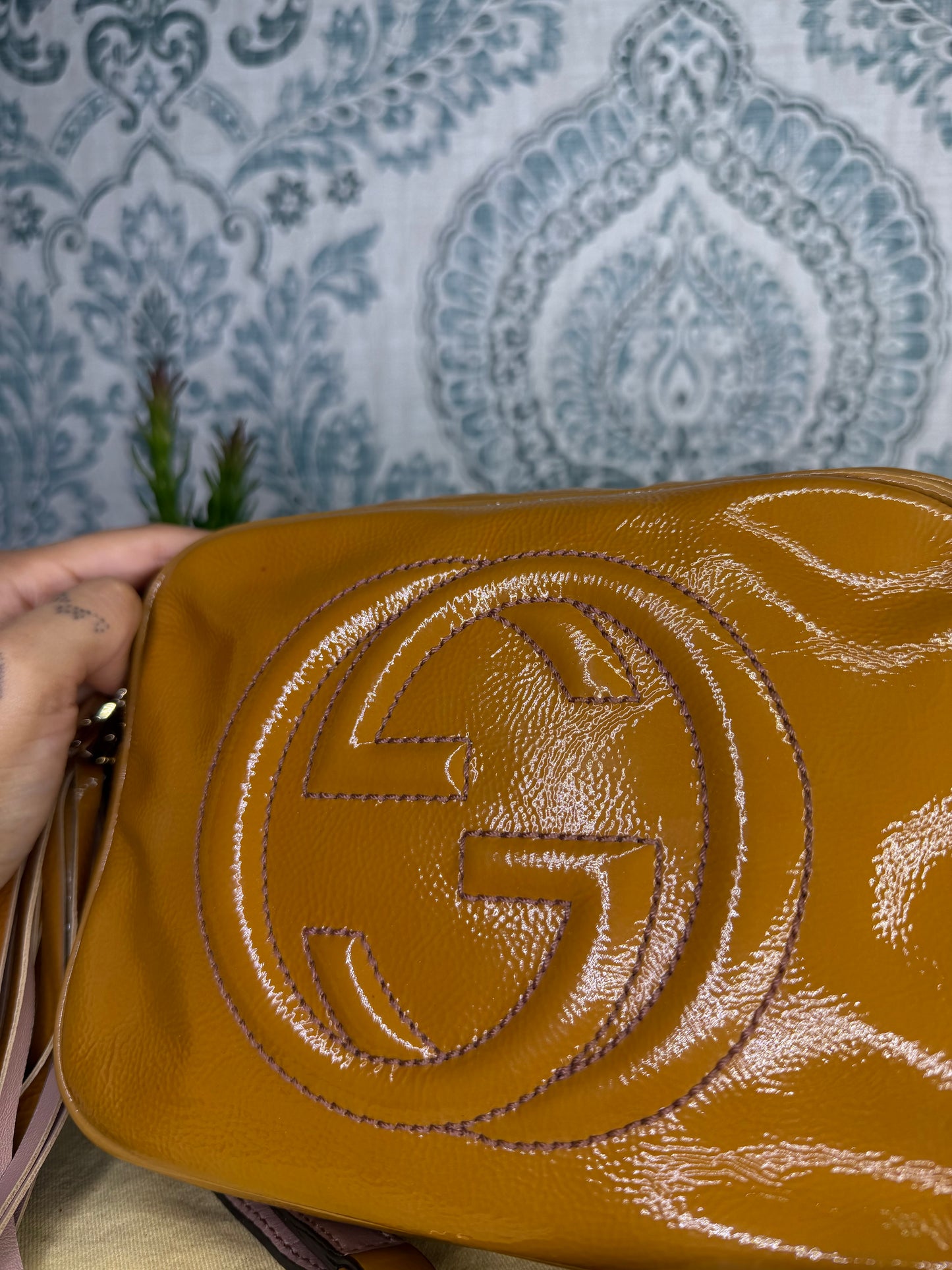 Gucci Tan Soho Disco Patent Leather Crossbody