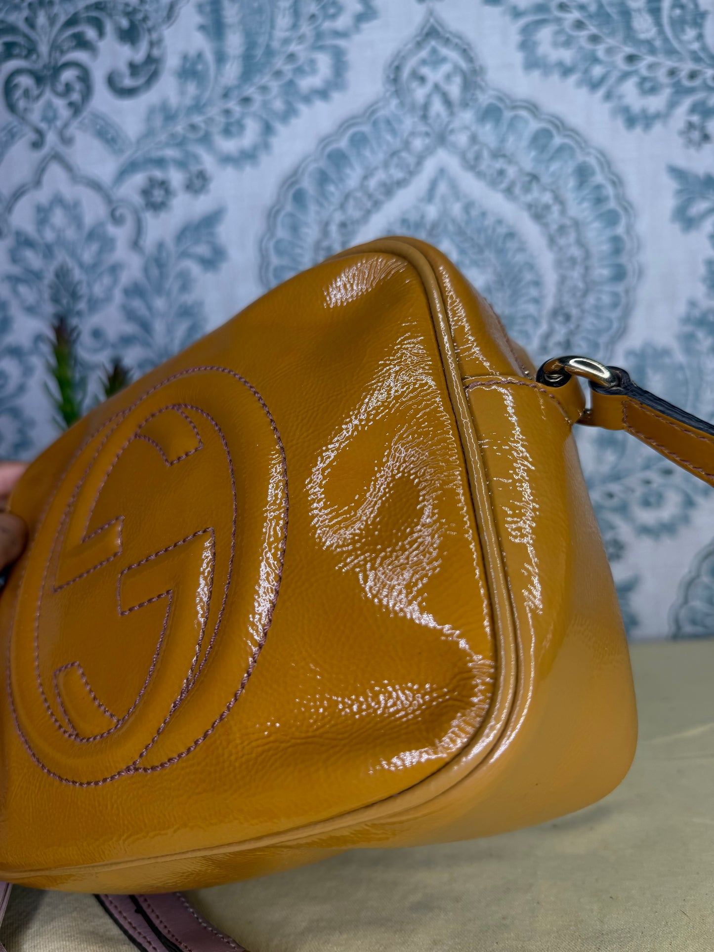 Gucci Tan Soho Disco Patent Leather Crossbody