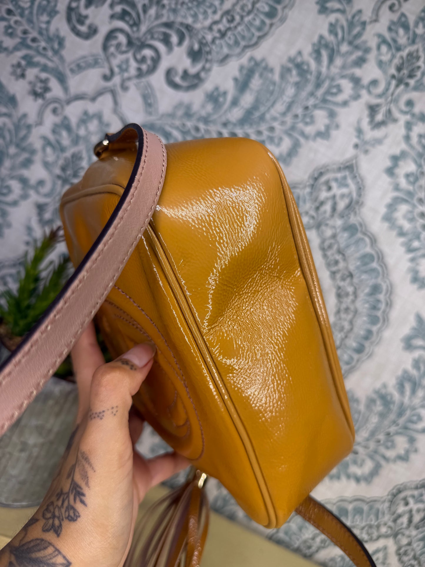 Gucci Tan Soho Disco Patent Leather Crossbody