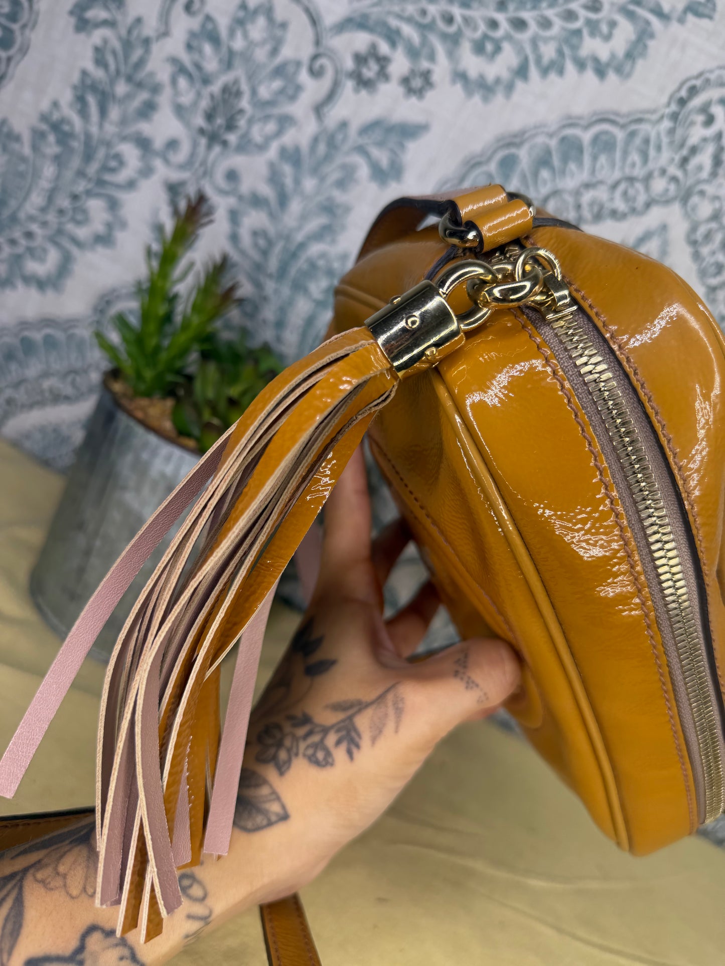 Gucci Tan Soho Disco Patent Leather Crossbody