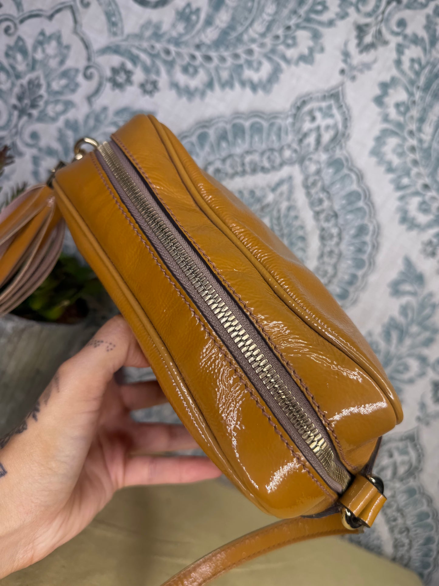 Gucci Tan Soho Disco Patent Leather Crossbody