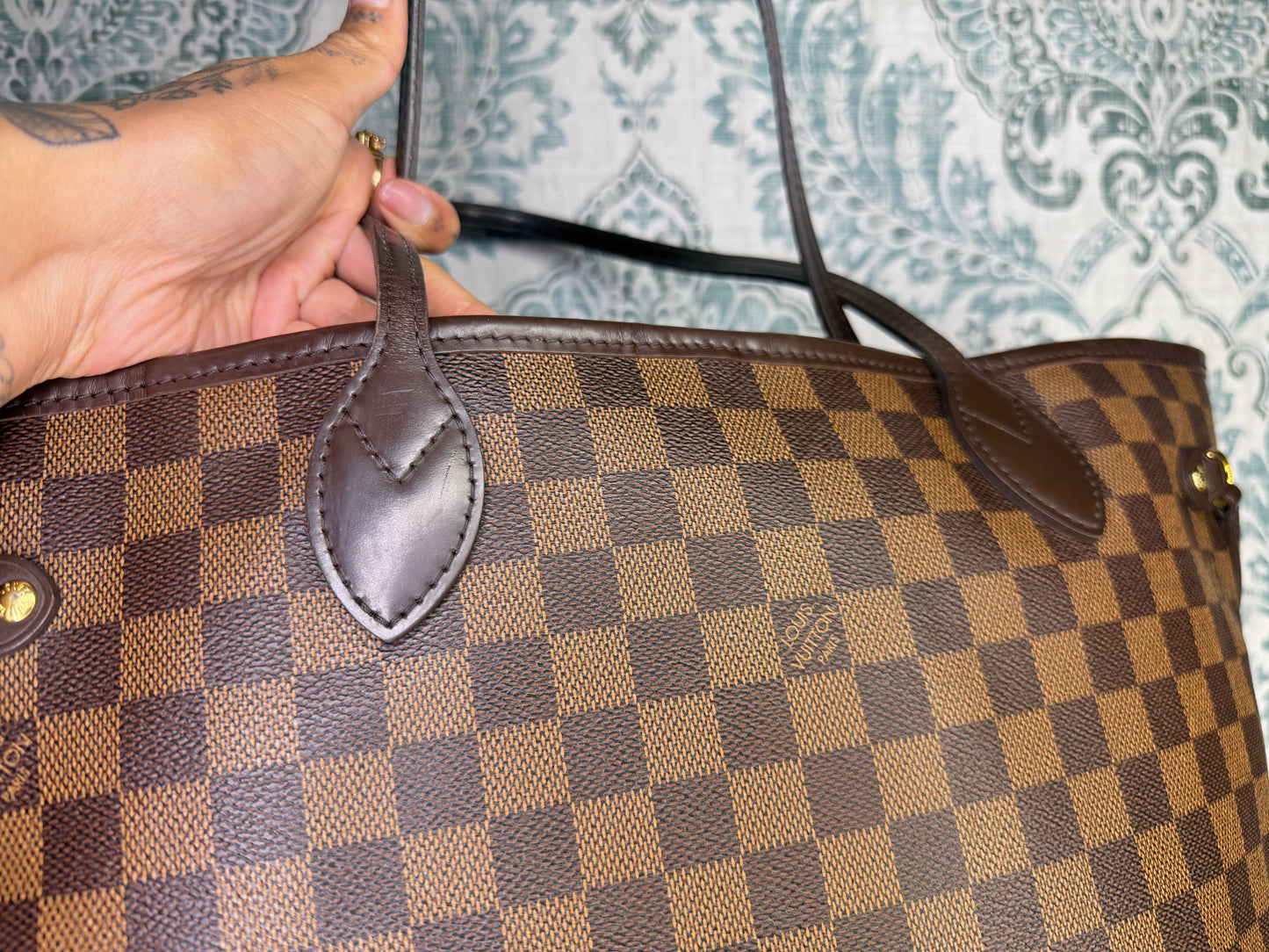 Louis Vuitton Neverfull MM Damier Ebene Rose Ballerine