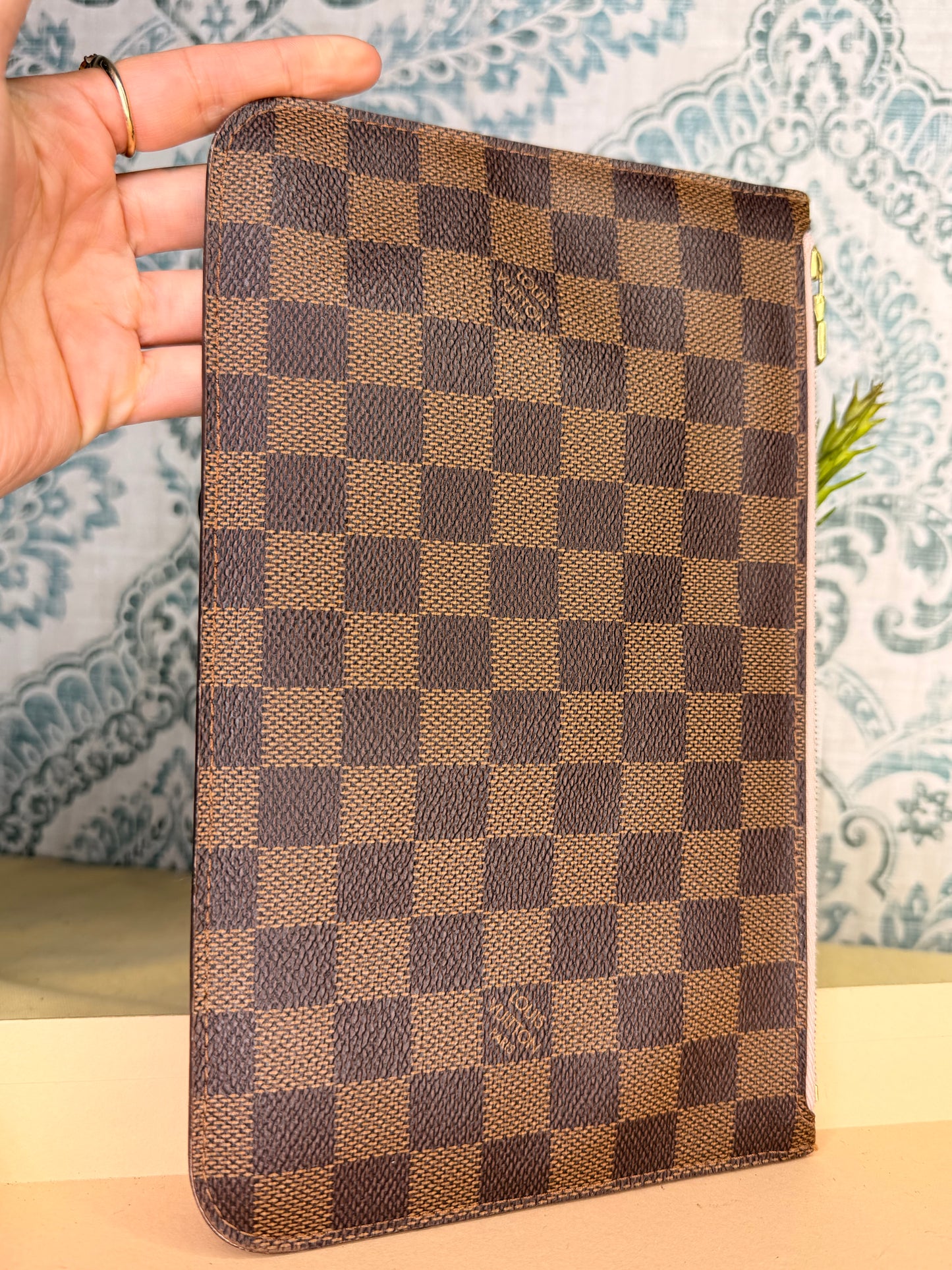 Louis Vuitton Damier Ebene Neverfull MM Pochette Rose Ballerine