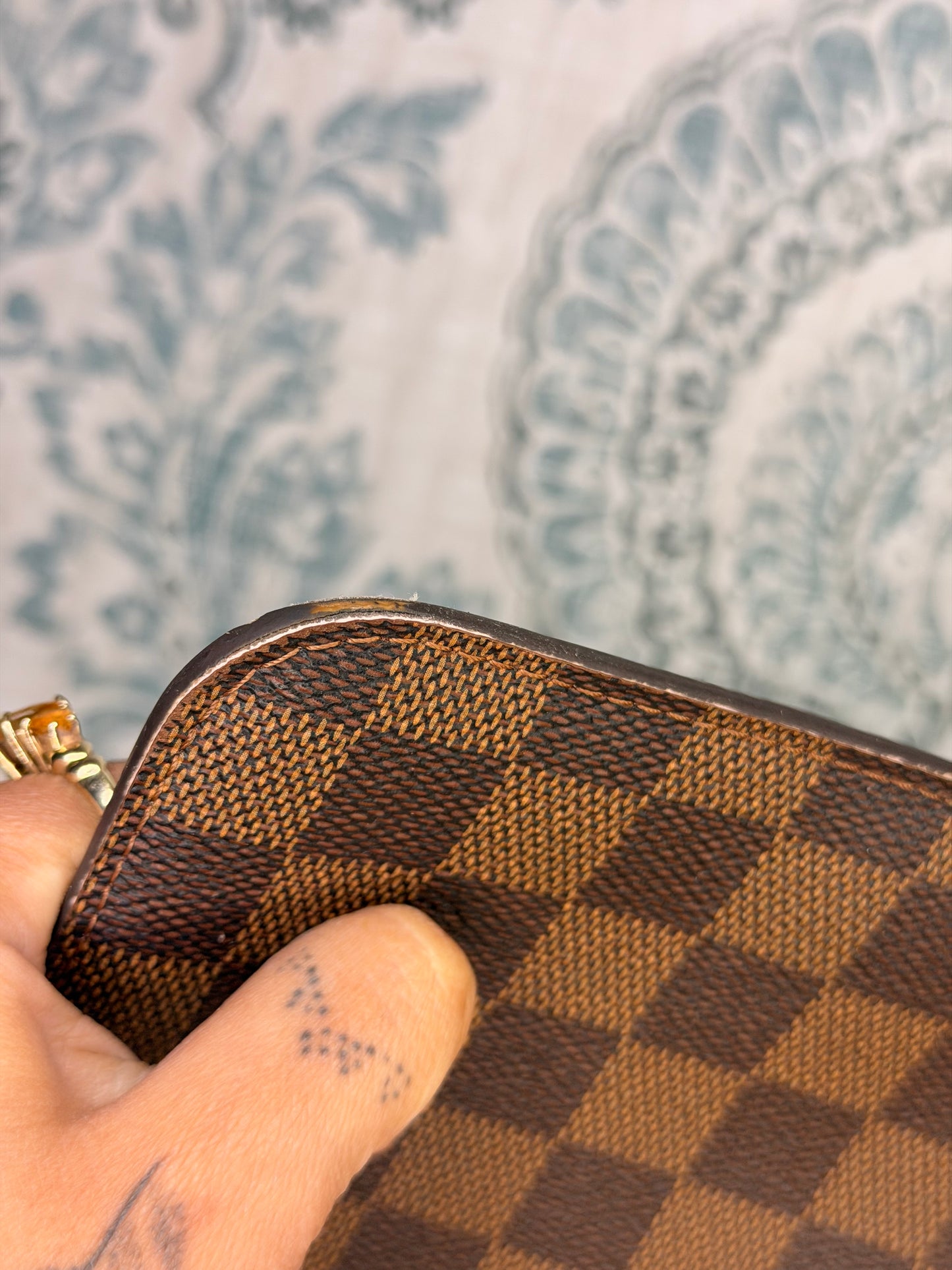 Louis Vuitton Damier Ebene Neverfull MM Pochette Rose Ballerine