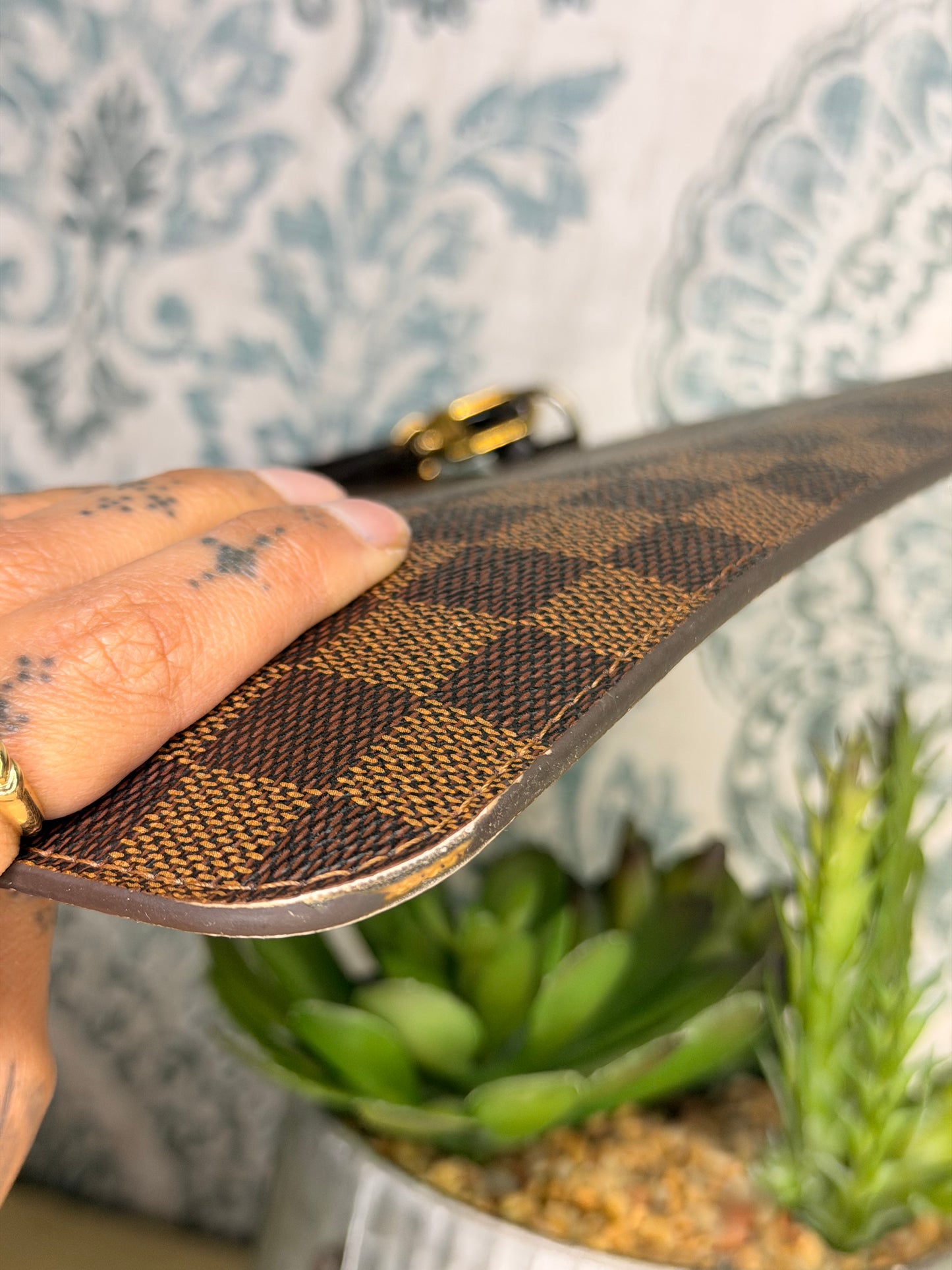 Louis Vuitton Damier Ebene Neverfull MM Pochette Rose Ballerine