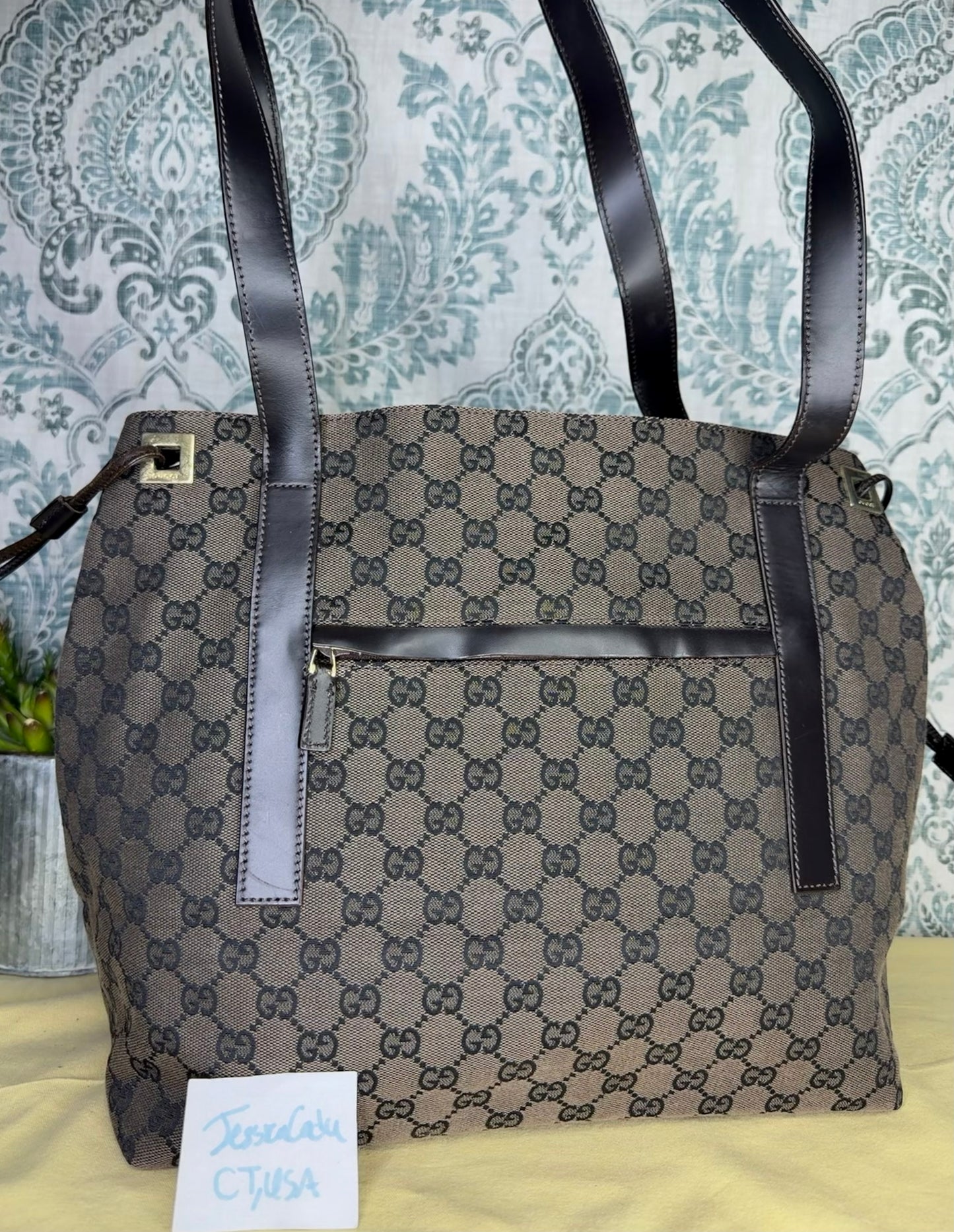 Gucci Drawstring Black Tote Bag Canvas