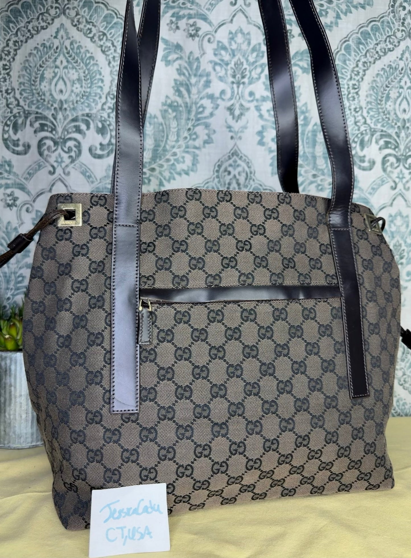 Gucci Drawstring Black Tote Bag Canvas