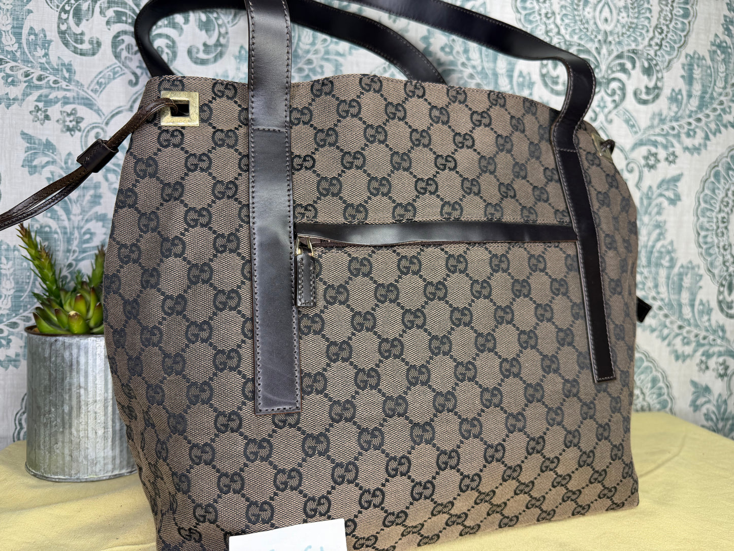 Gucci Drawstring Black Tote Bag Canvas