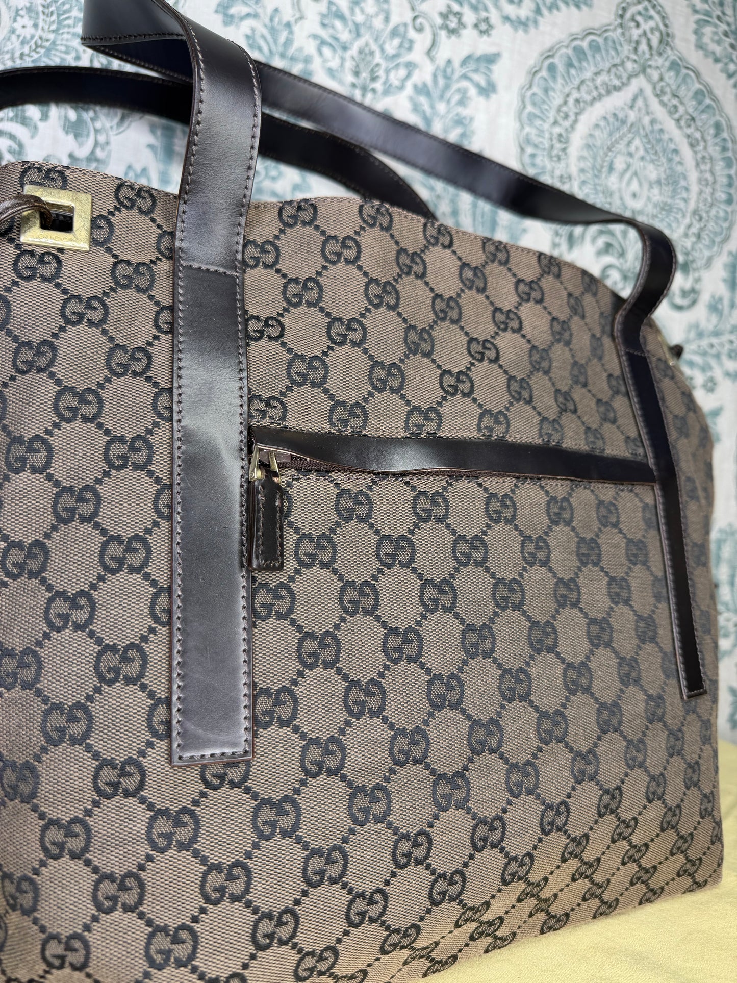 Gucci Drawstring Black Tote Bag Canvas