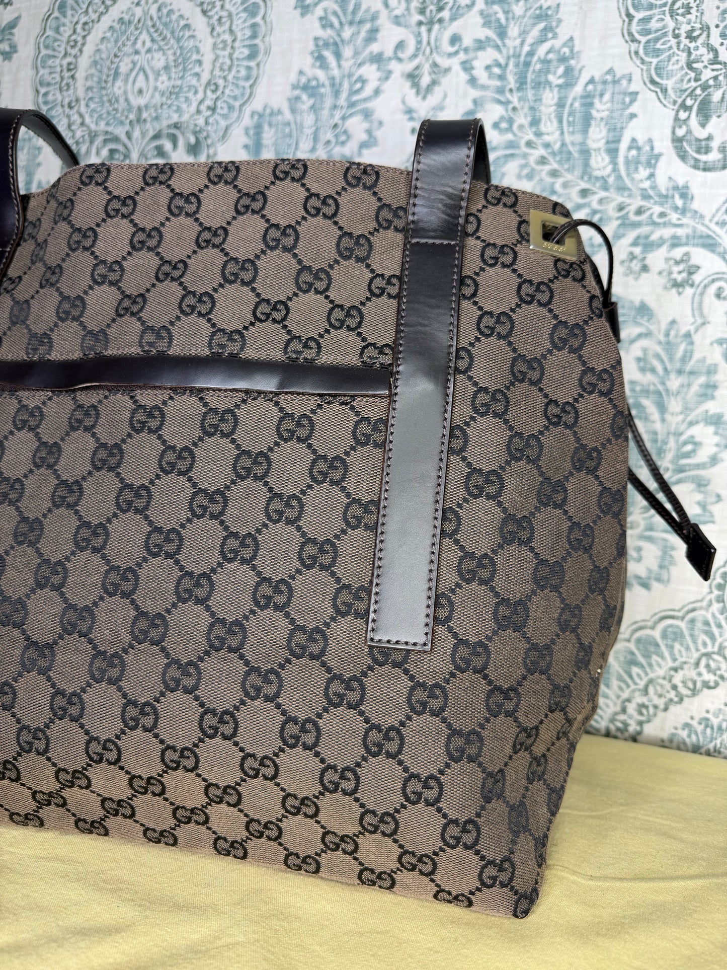 Gucci Drawstring Black Tote Bag Canvas