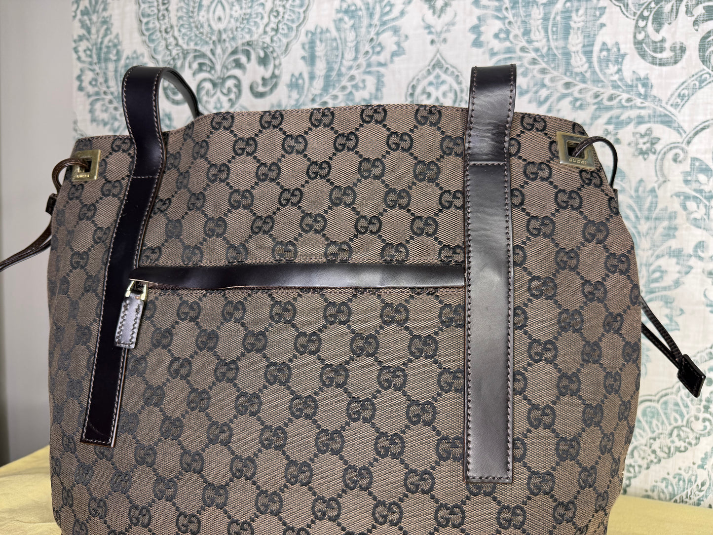 Gucci Drawstring Black Tote Bag Canvas