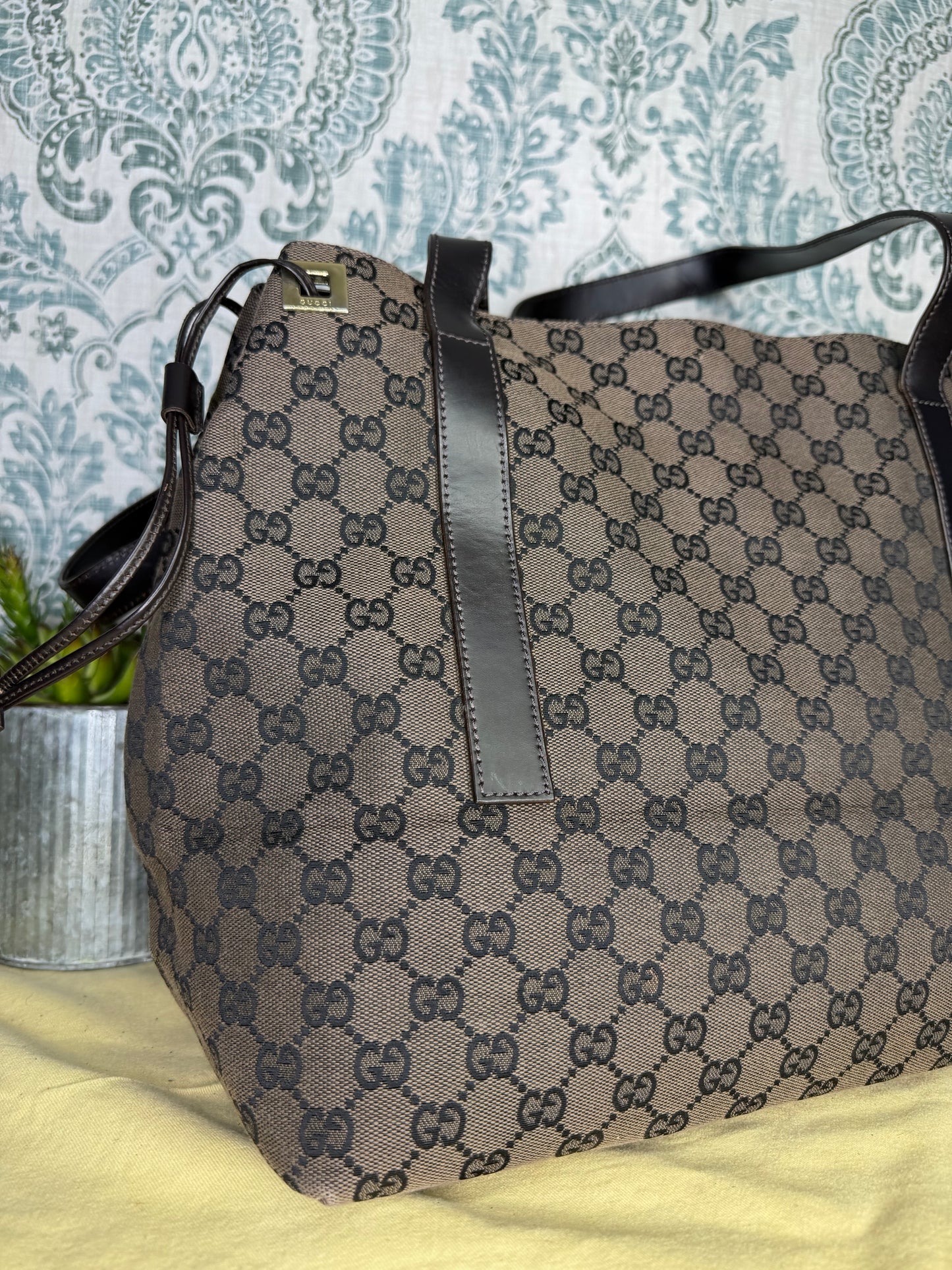 Gucci Drawstring Black Tote Bag Canvas