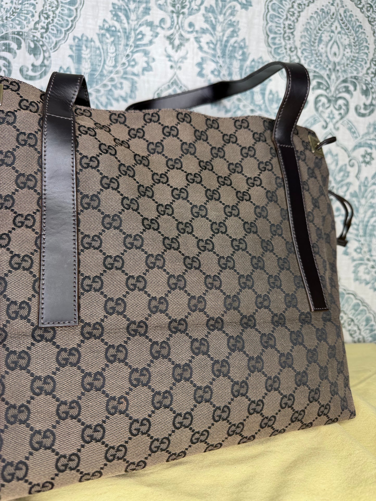 Gucci Drawstring Black Tote Bag Canvas