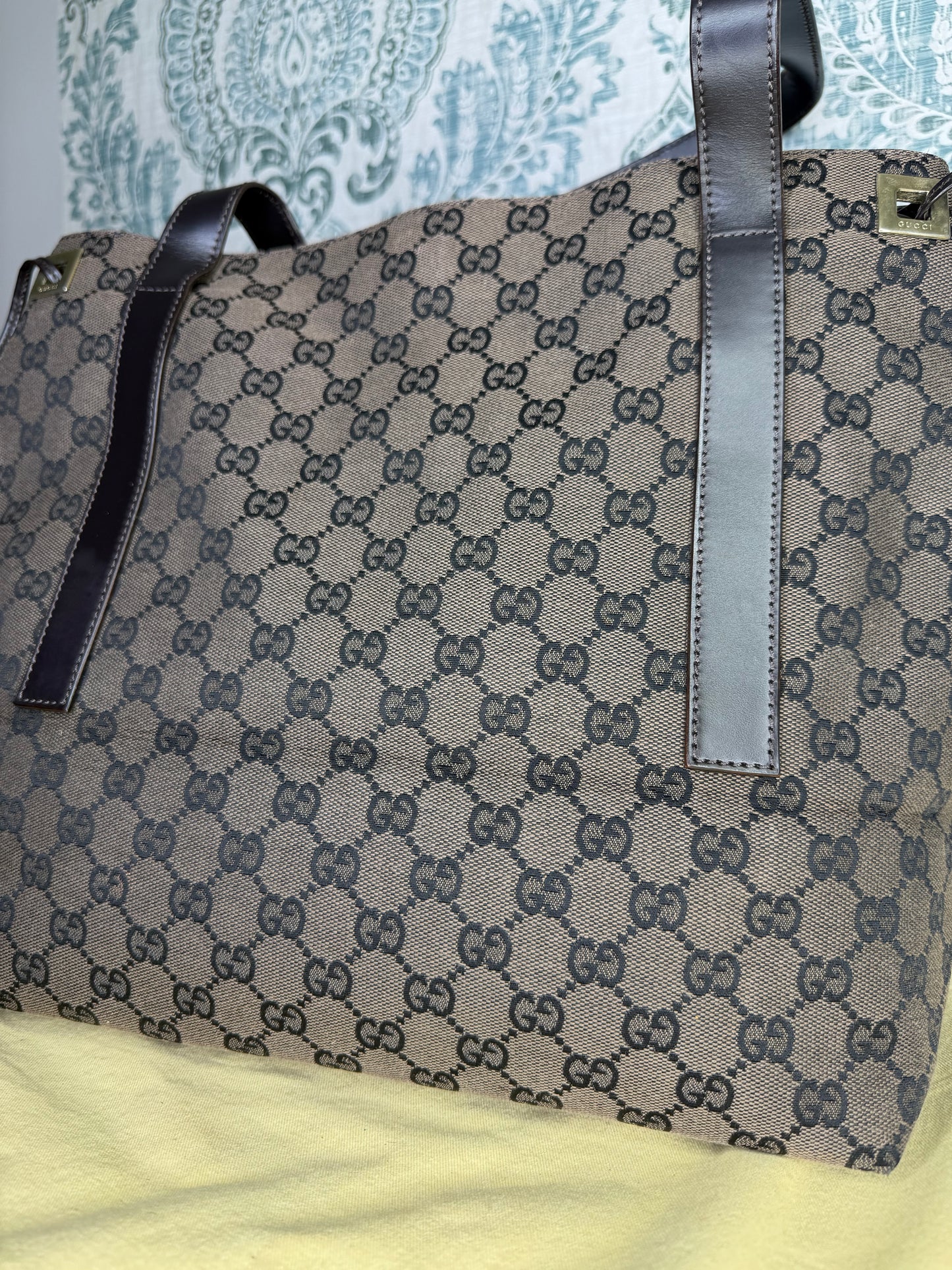 Gucci Drawstring Black Tote Bag Canvas