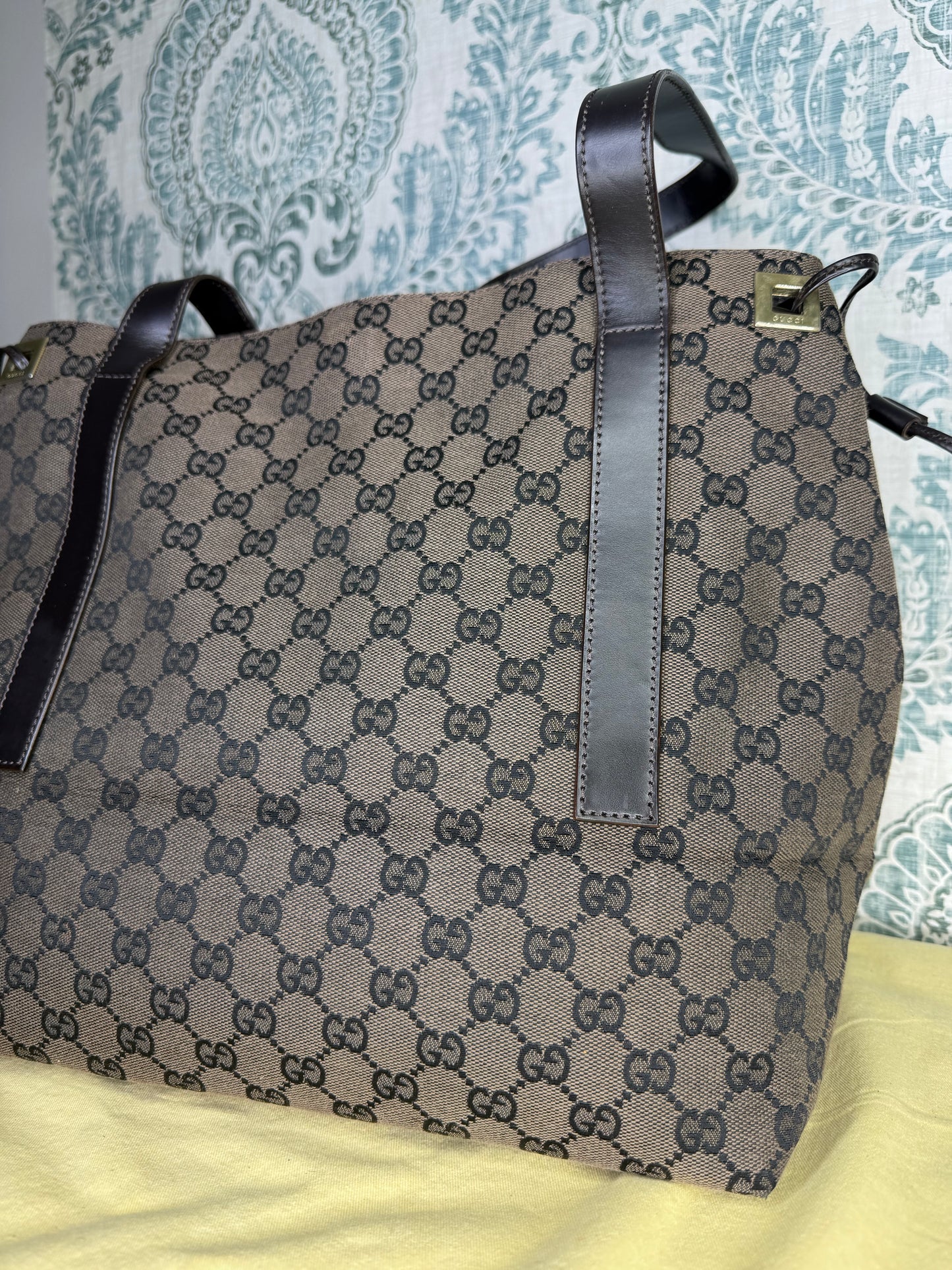 Gucci Drawstring Black Tote Bag Canvas