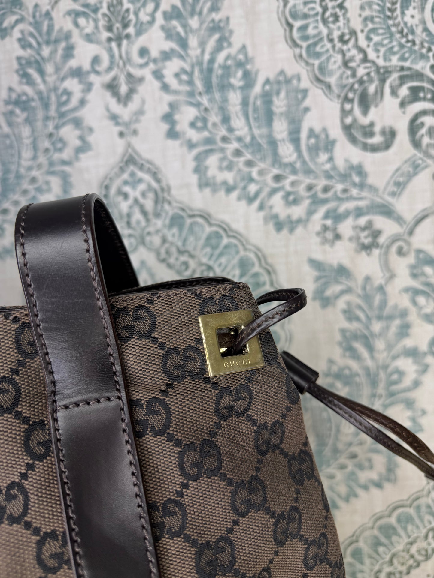 Gucci Drawstring Black Tote Bag Canvas