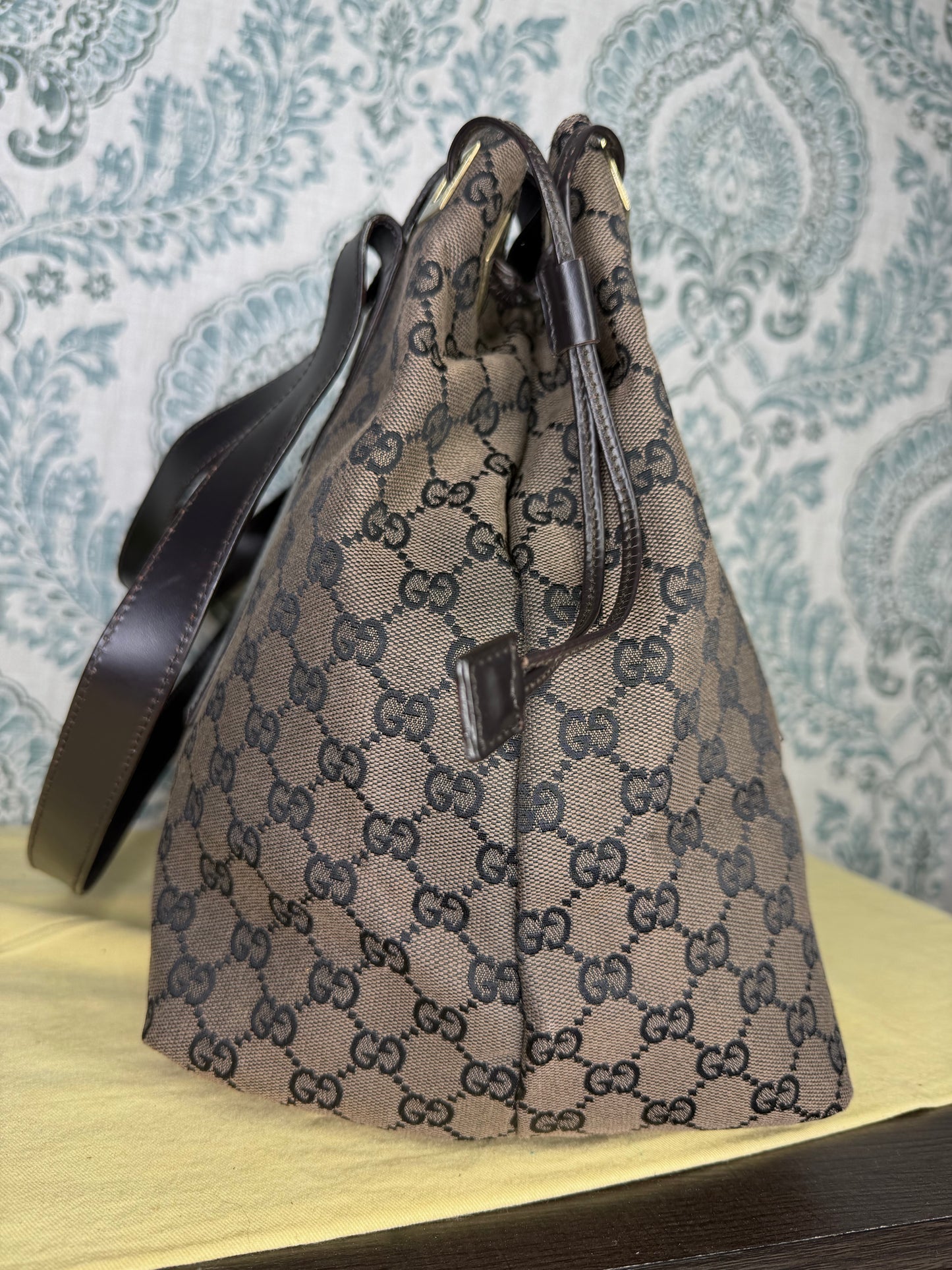 Gucci Drawstring Black Tote Bag Canvas