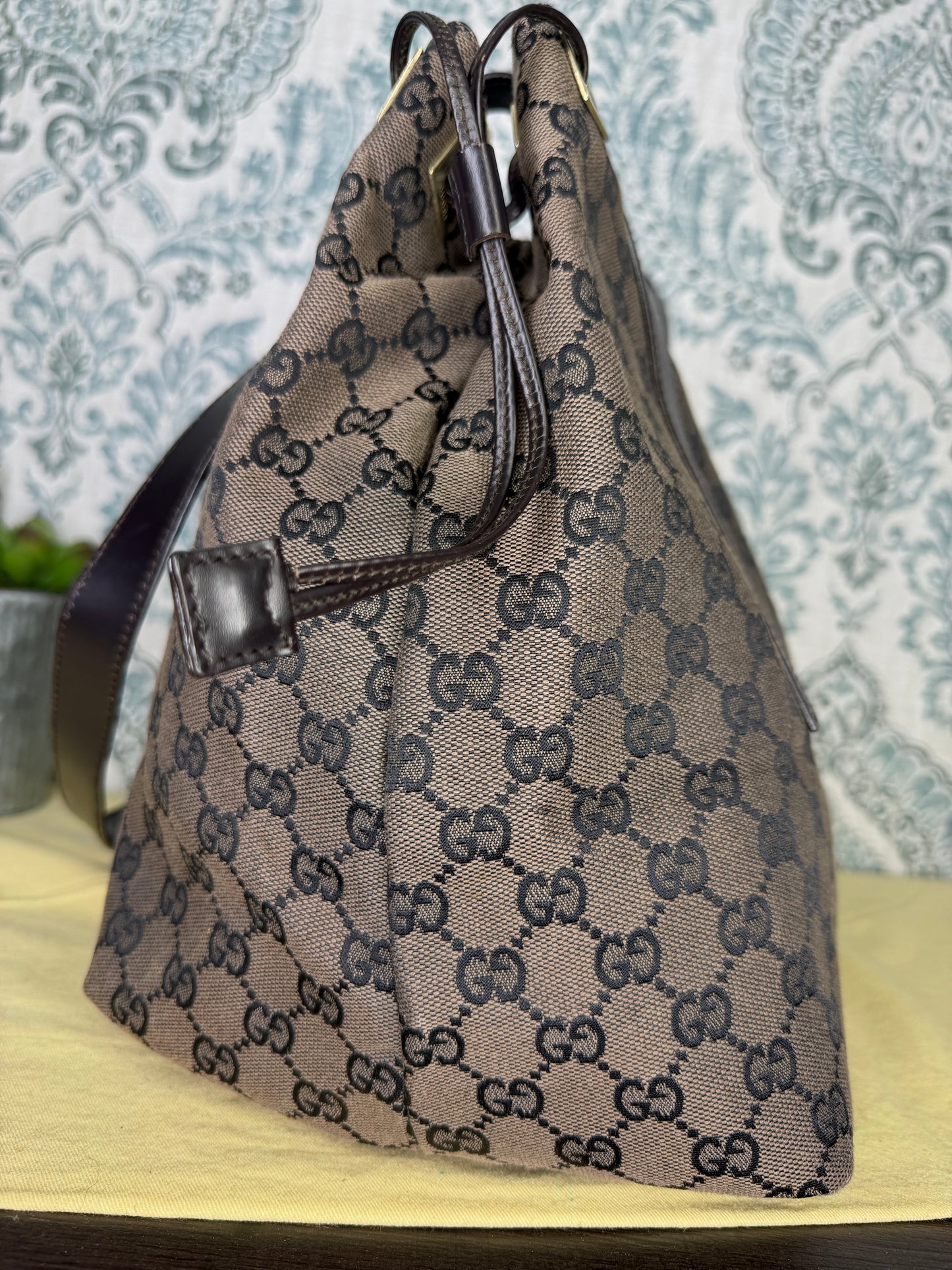 Gucci Drawstring Black Tote Bag Canvas