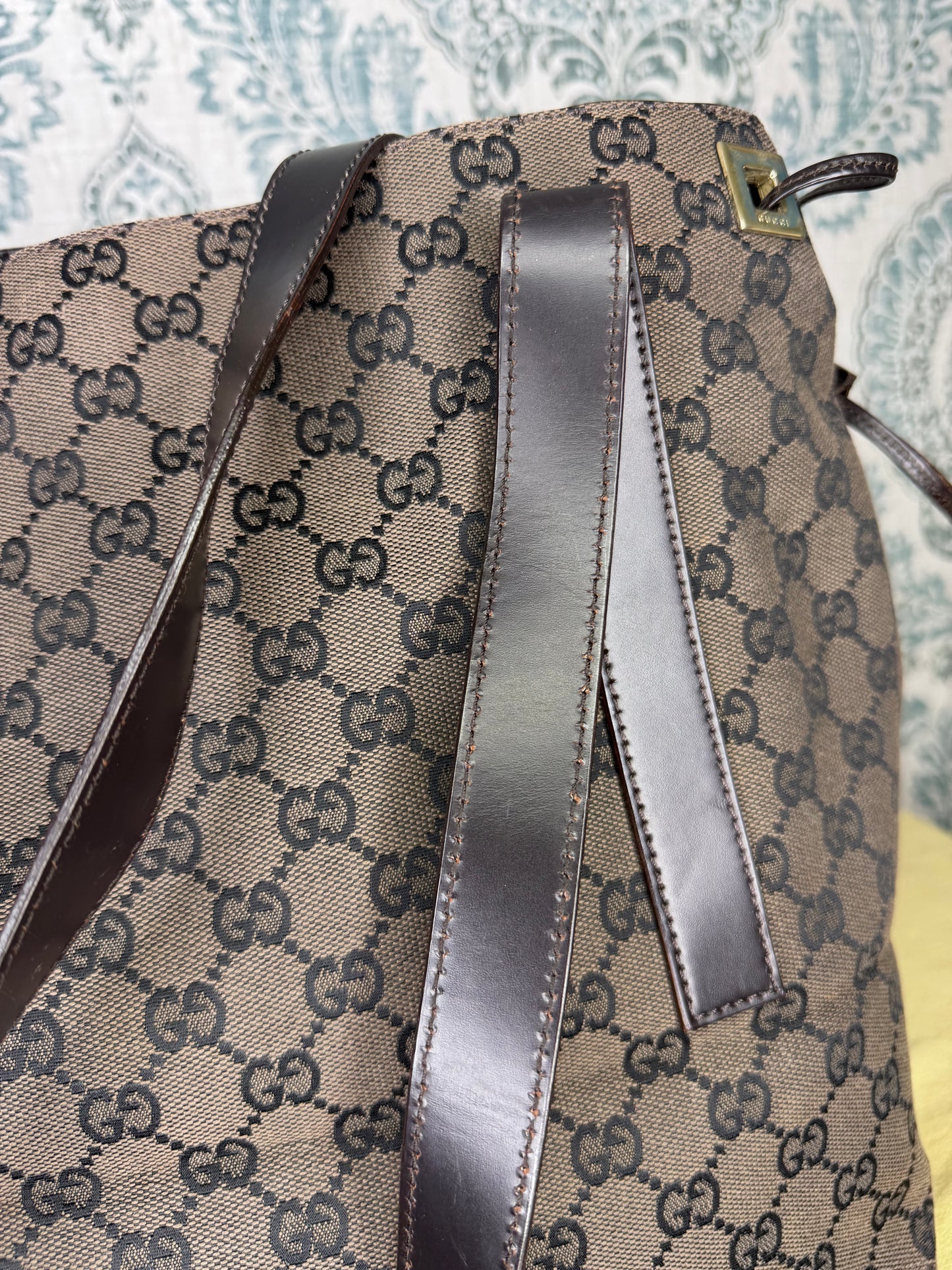 Gucci Drawstring Black Tote Bag Canvas