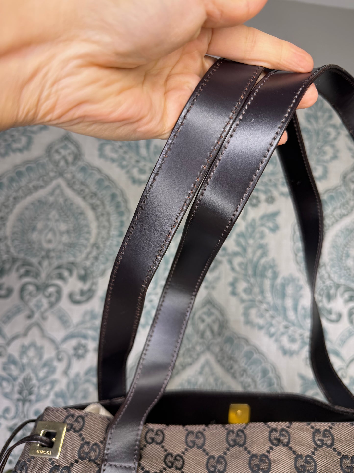 Gucci Drawstring Black Tote Bag Canvas