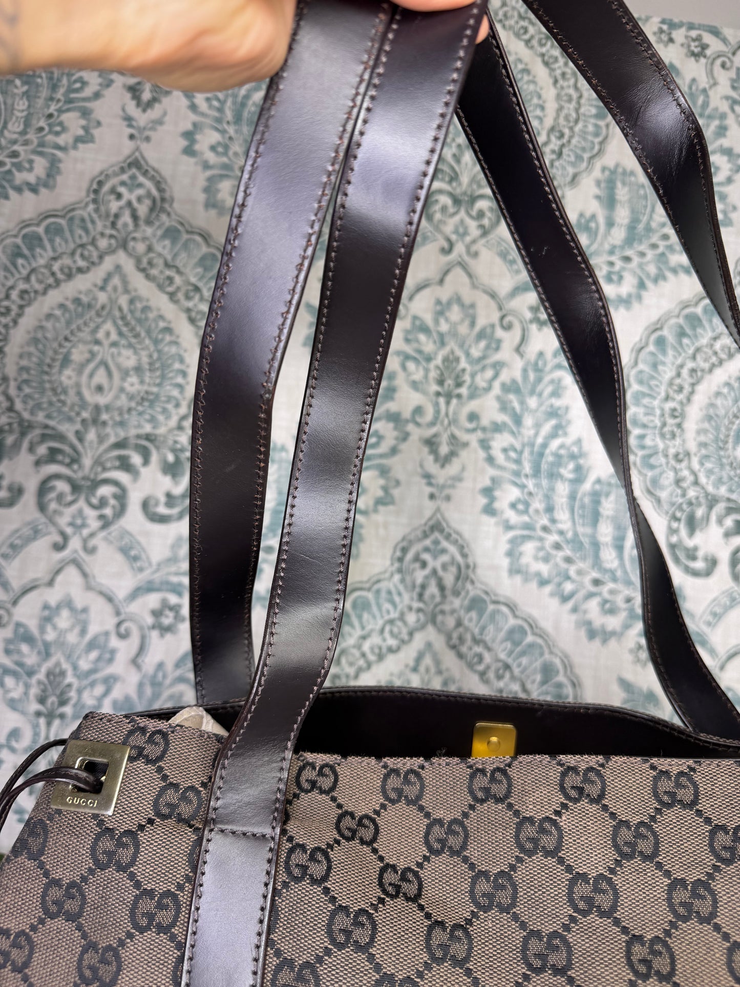 Gucci Drawstring Black Tote Bag Canvas