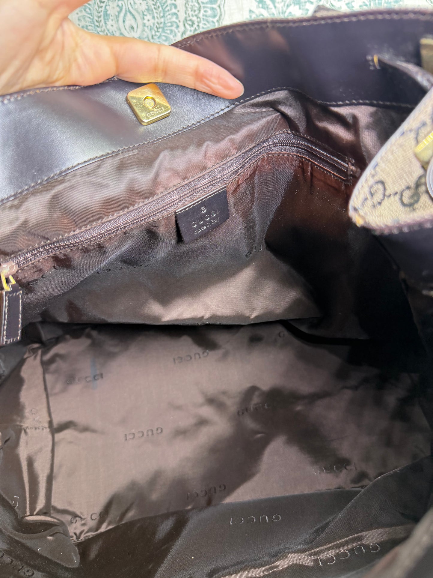Gucci Drawstring Black Tote Bag Canvas