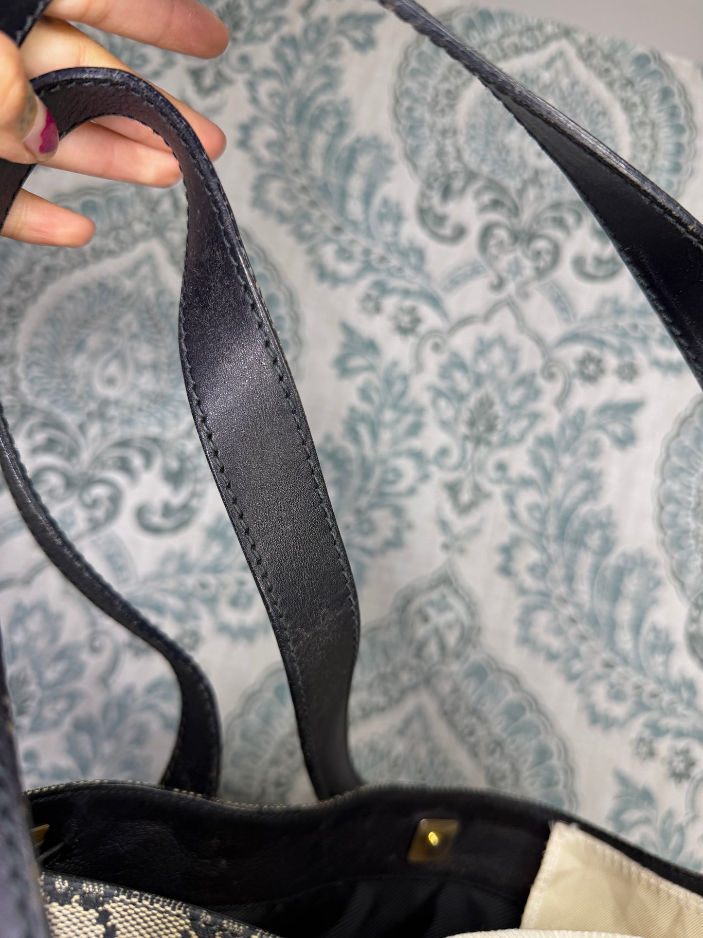 Gucci GG Drawstring Gray Tote Bag Canvas