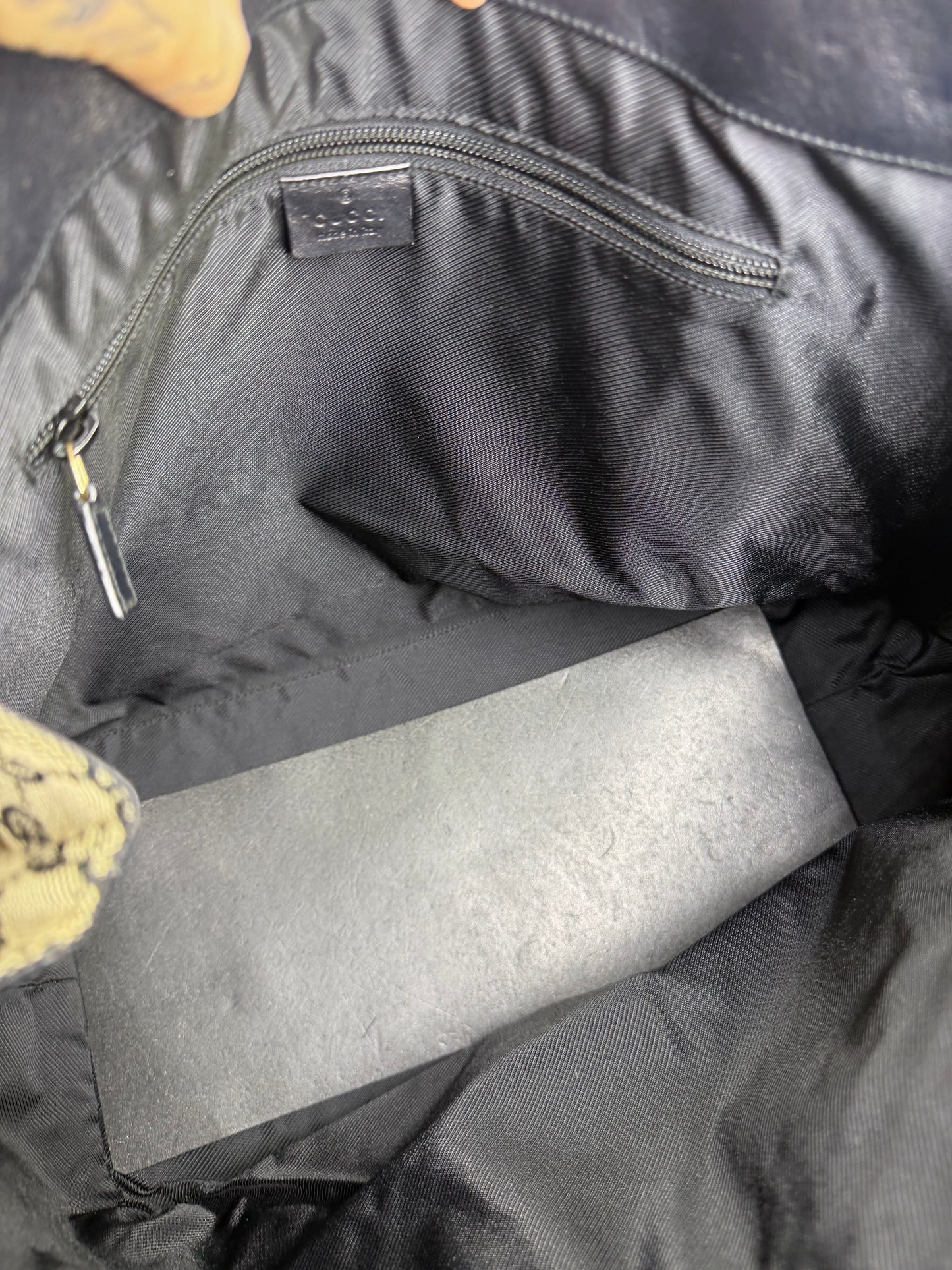 Gucci GG Drawstring Gray Tote Bag Canvas