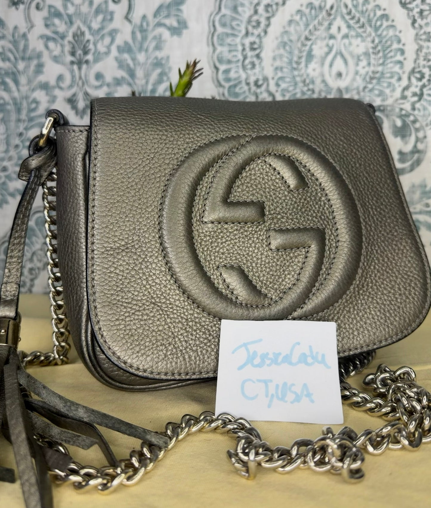 Gucci Gunmetal Soho Small Flap Crossbody