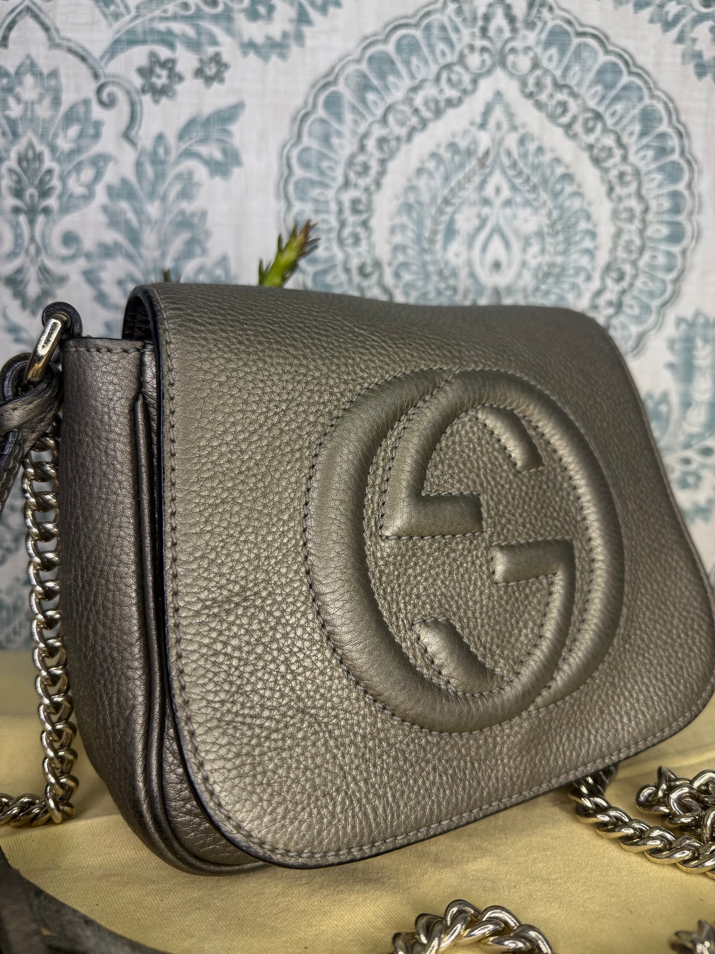 Gucci Gunmetal Soho Small Flap Crossbody