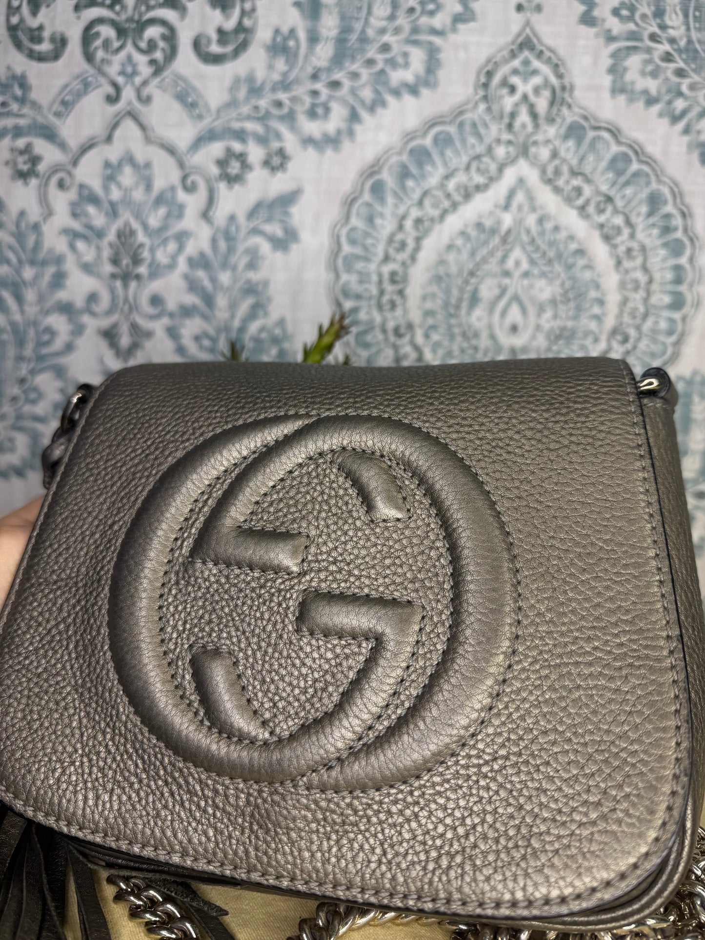 Gucci Gunmetal Soho Small Flap Crossbody