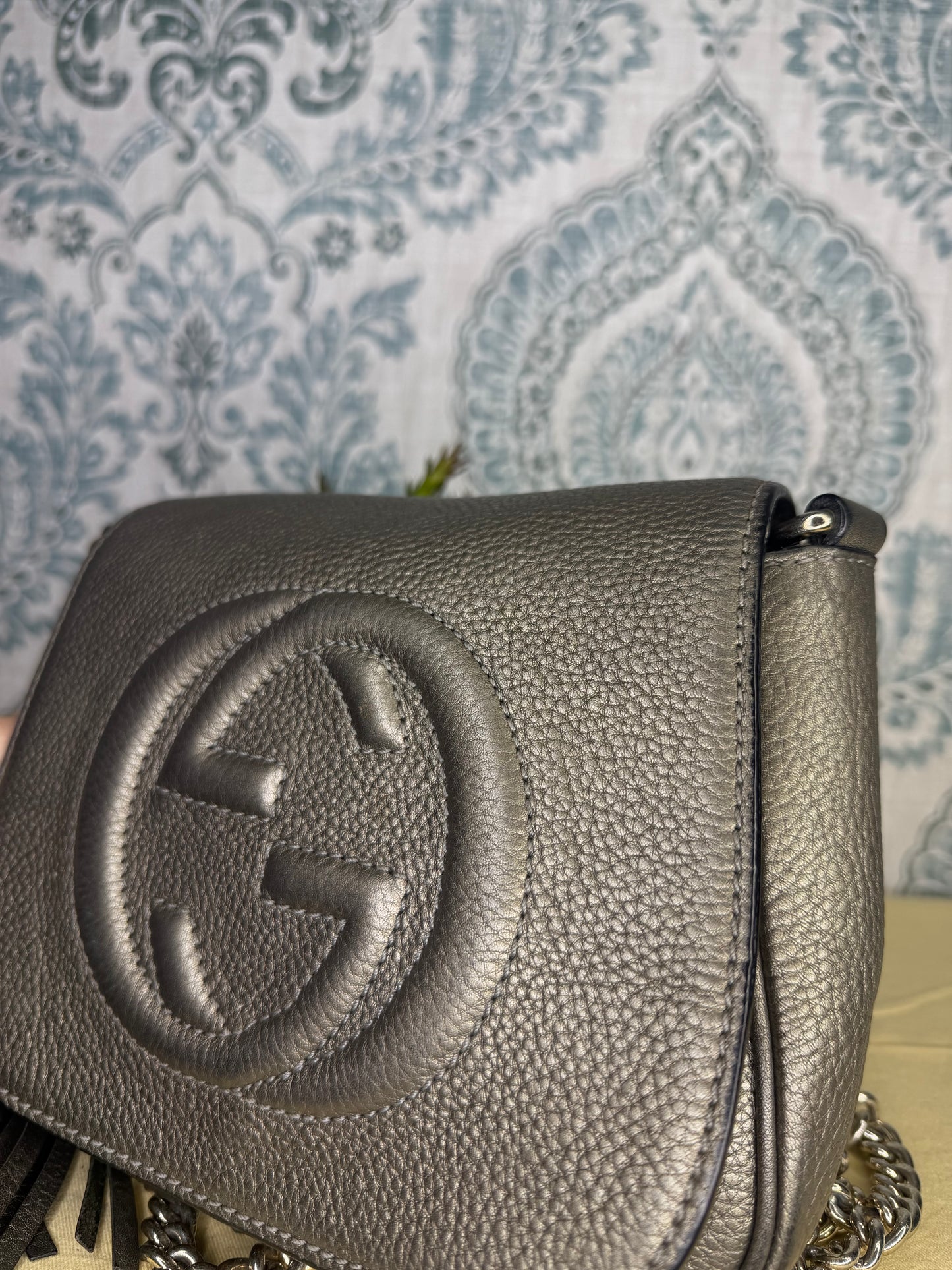 Gucci Gunmetal Soho Small Flap Crossbody