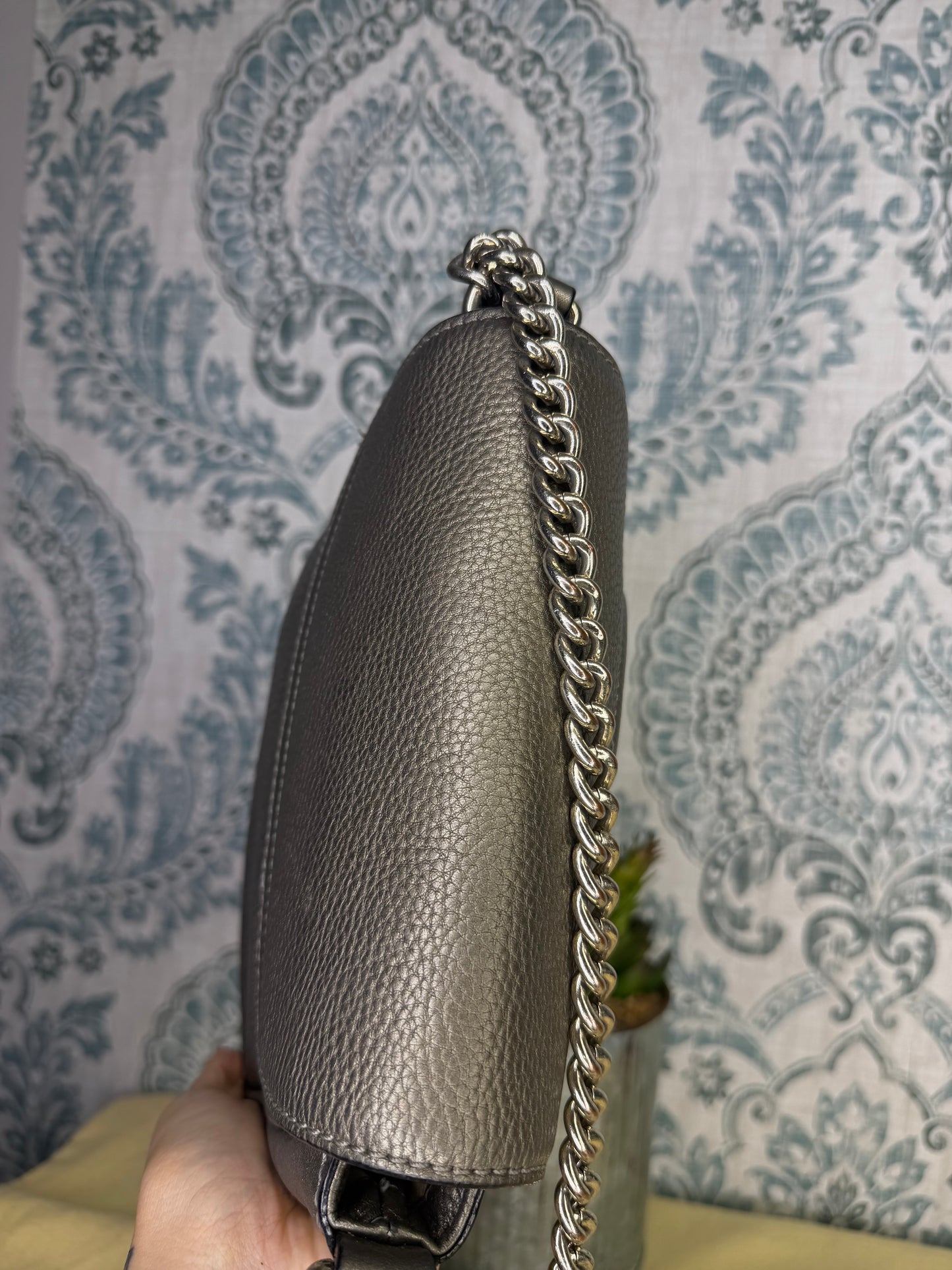 Gucci Gunmetal Soho Small Flap Crossbody