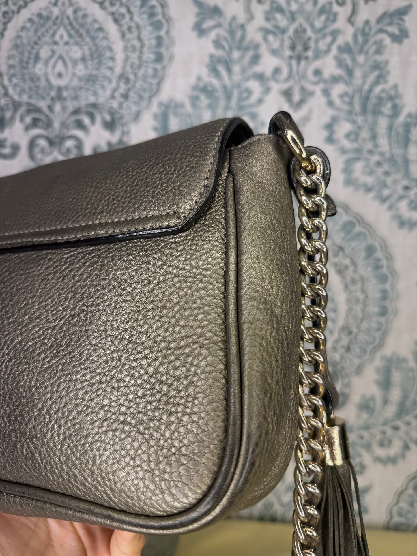 Gucci Gunmetal Soho Small Flap Crossbody