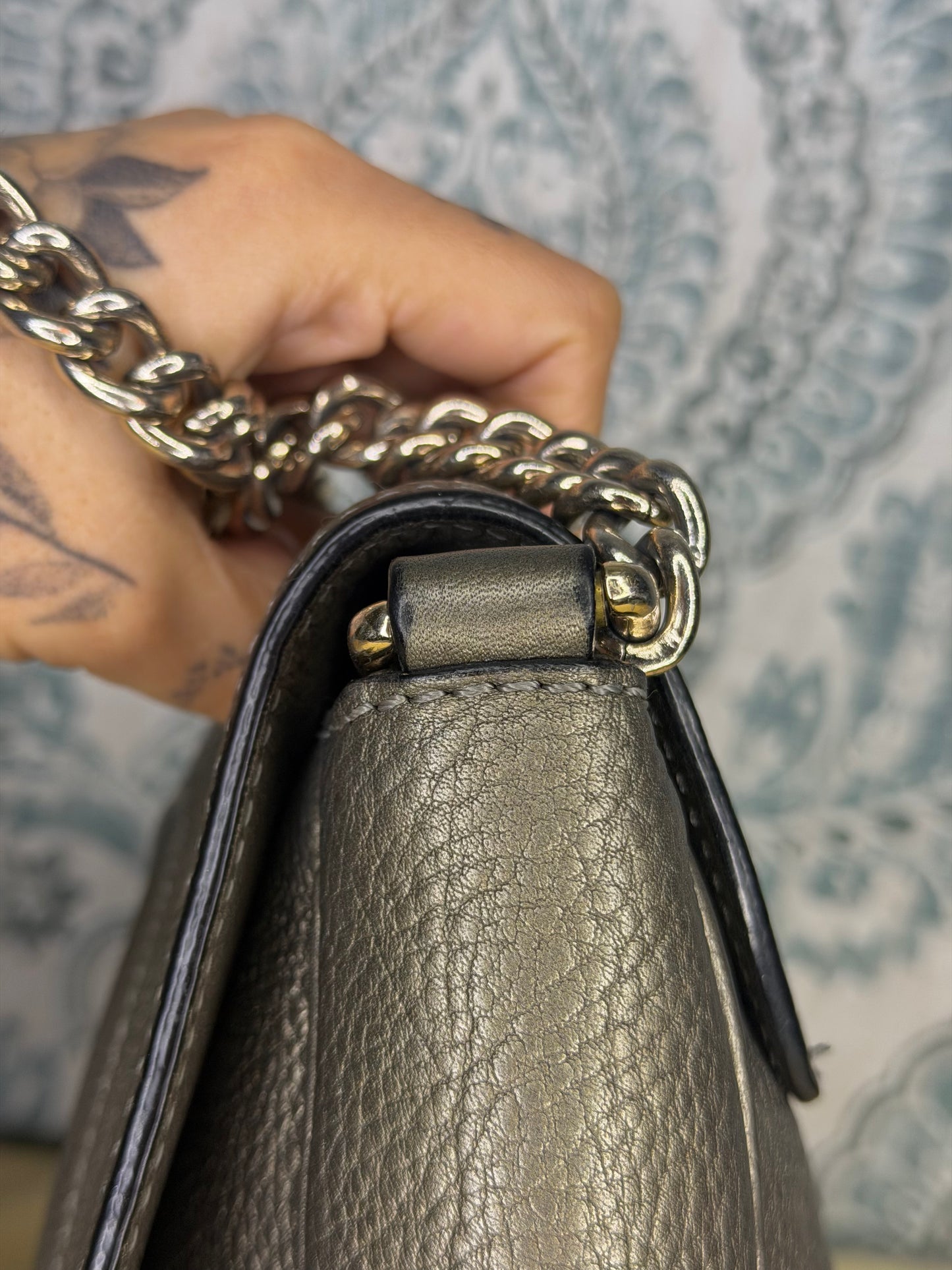 Gucci Gunmetal Soho Small Flap Crossbody