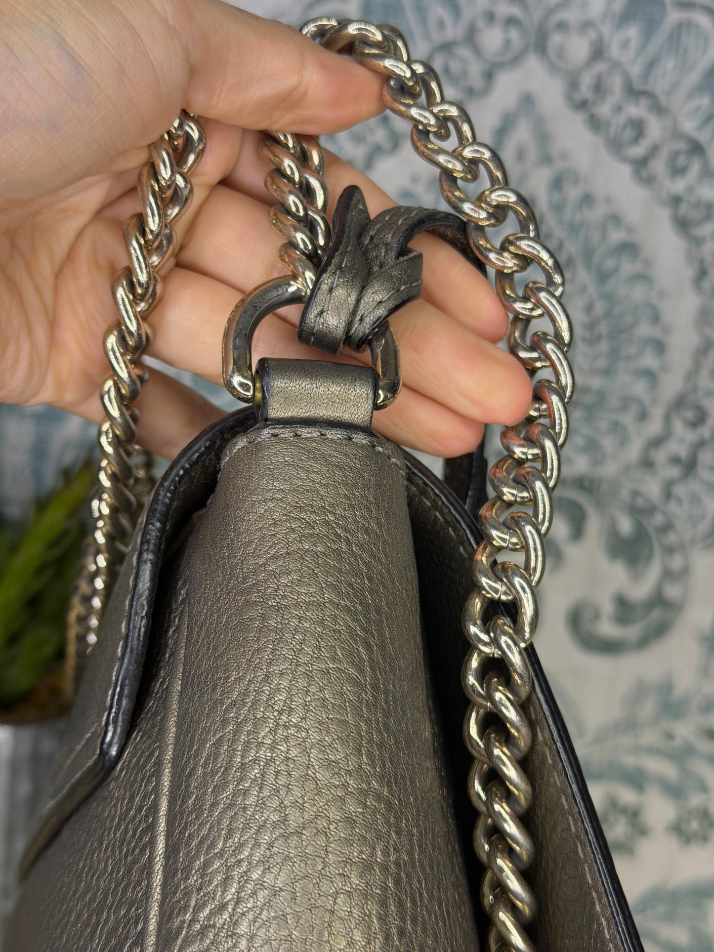 Gucci Gunmetal Soho Small Flap Crossbody