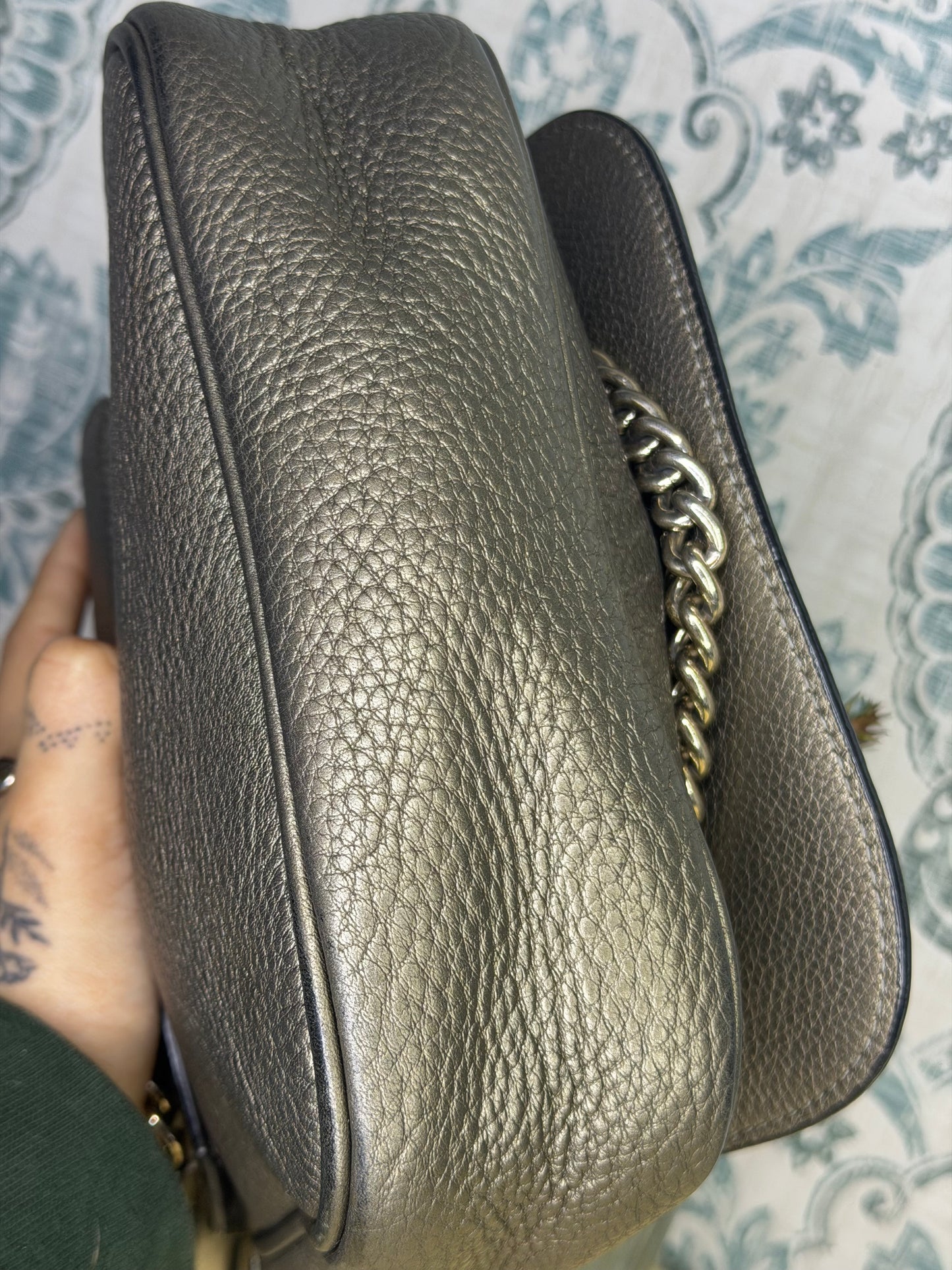 Gucci Gunmetal Soho Small Flap Crossbody