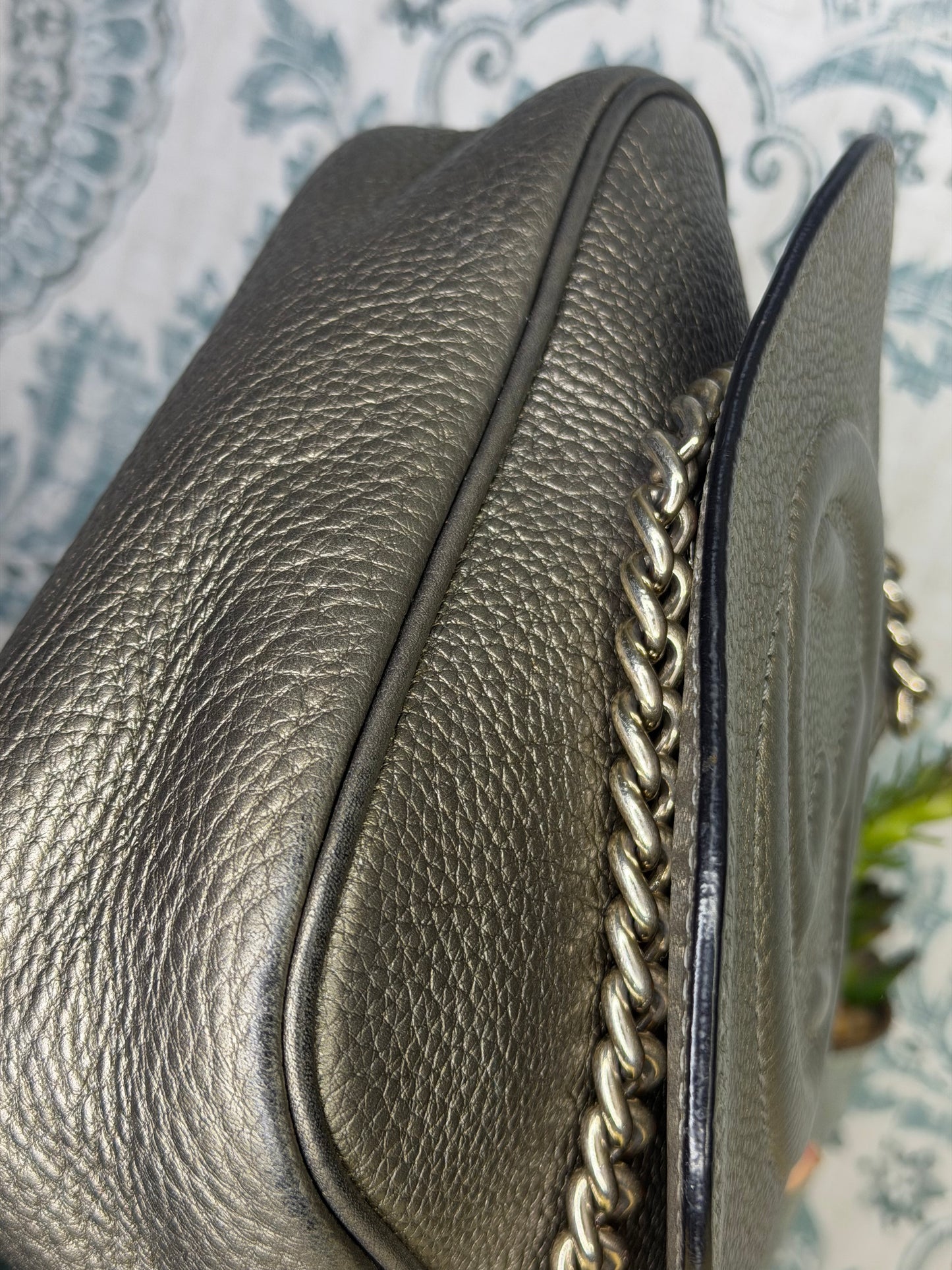 Gucci Gunmetal Soho Small Flap Crossbody