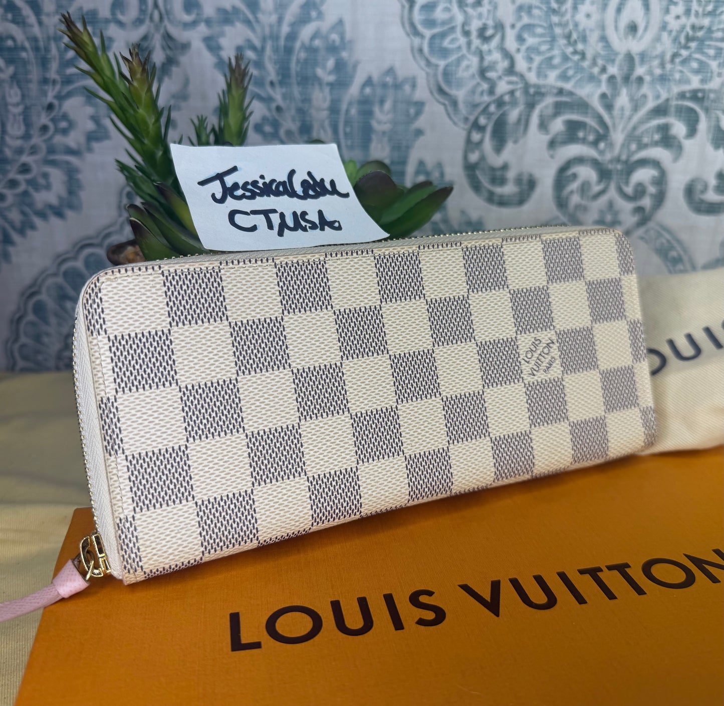 Louis Vuitton Clemence Wallet Damier Azur Ballerine